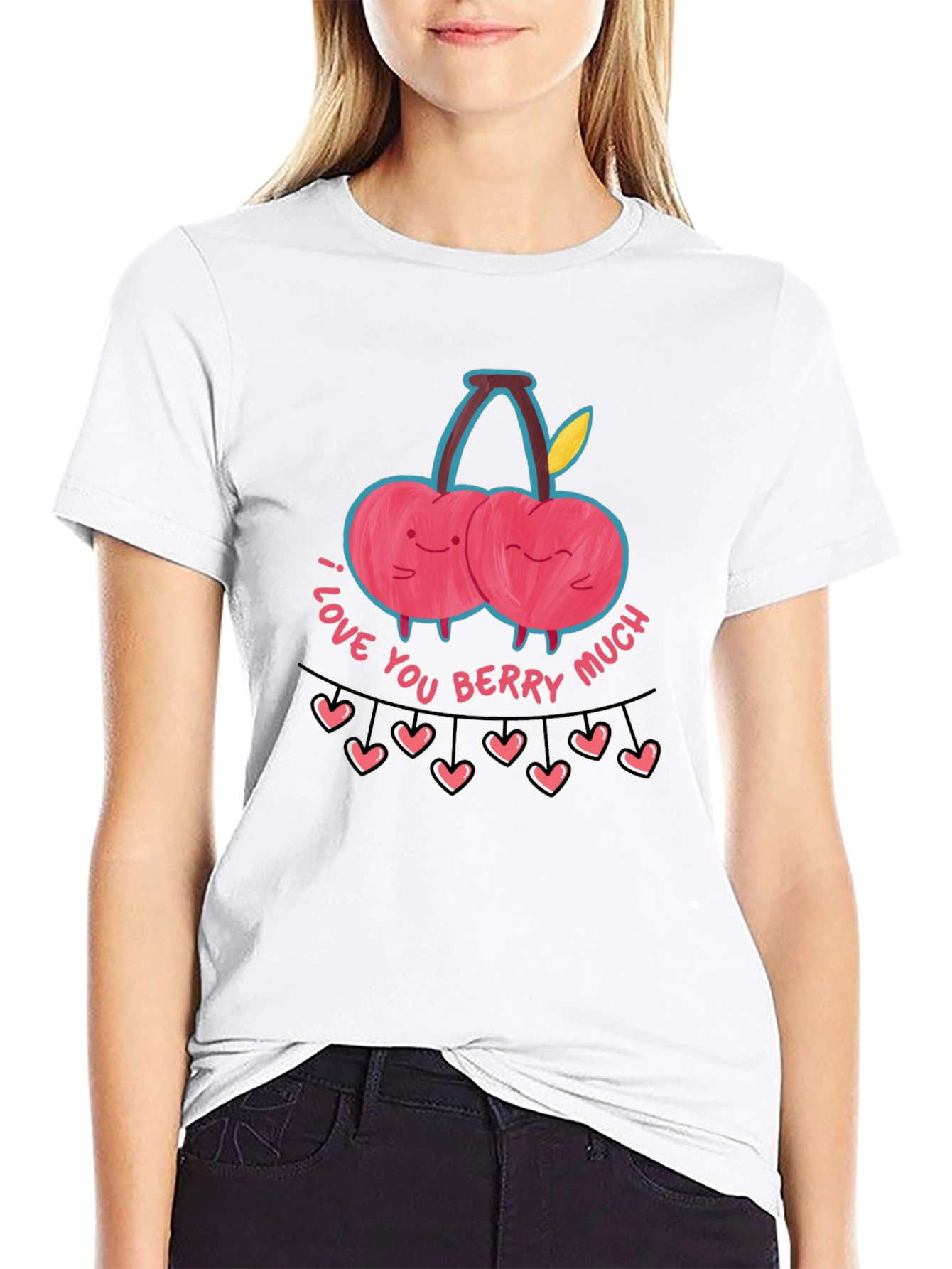 Black I Love You Berry Much Graphic Tee view 9