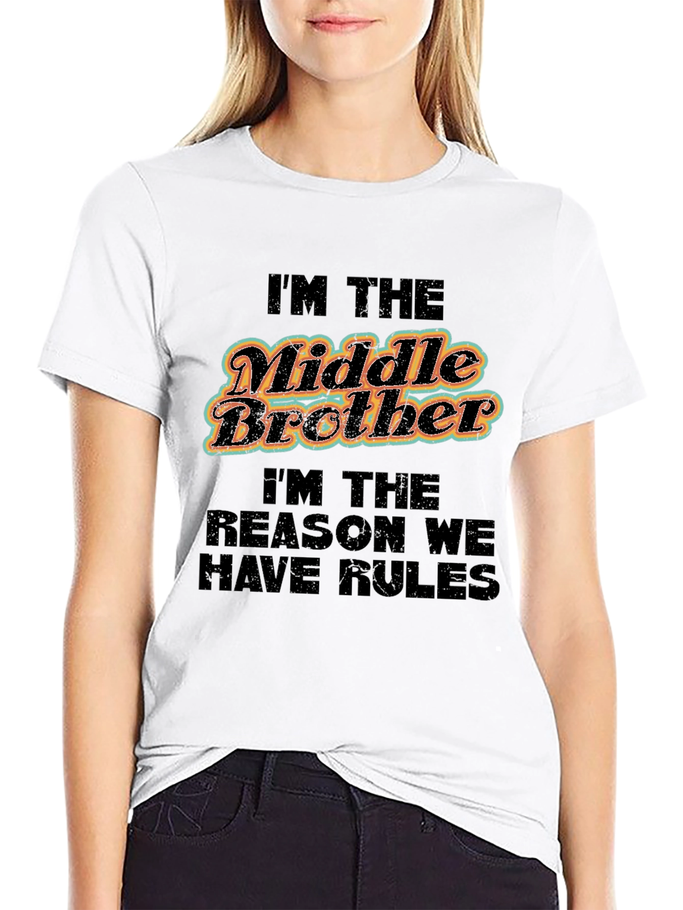 Black Middle Brother T-Shirt: The Reason We Have Rules view 9