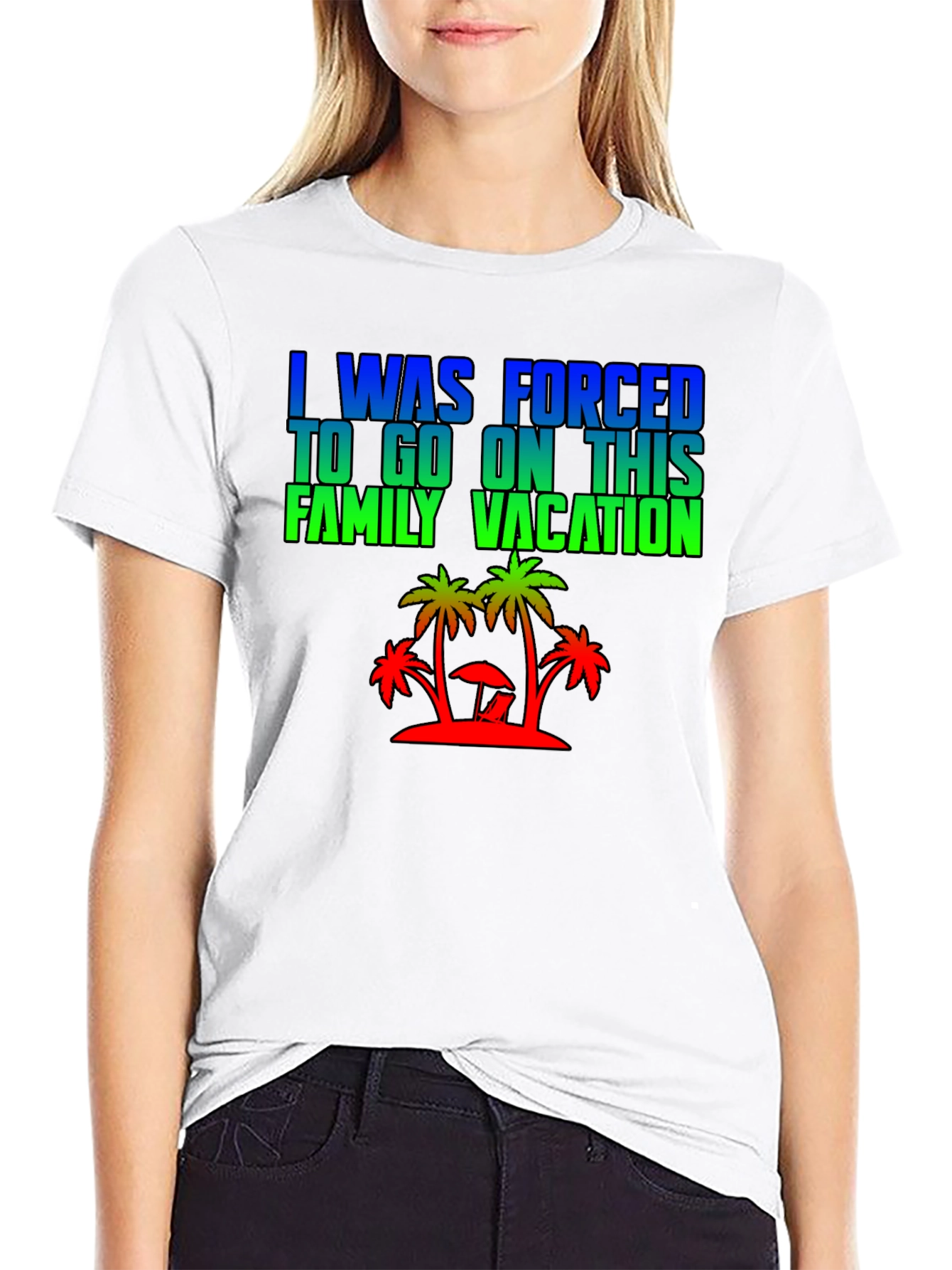 Black Forced Family Vacation Graphic Tee view 9