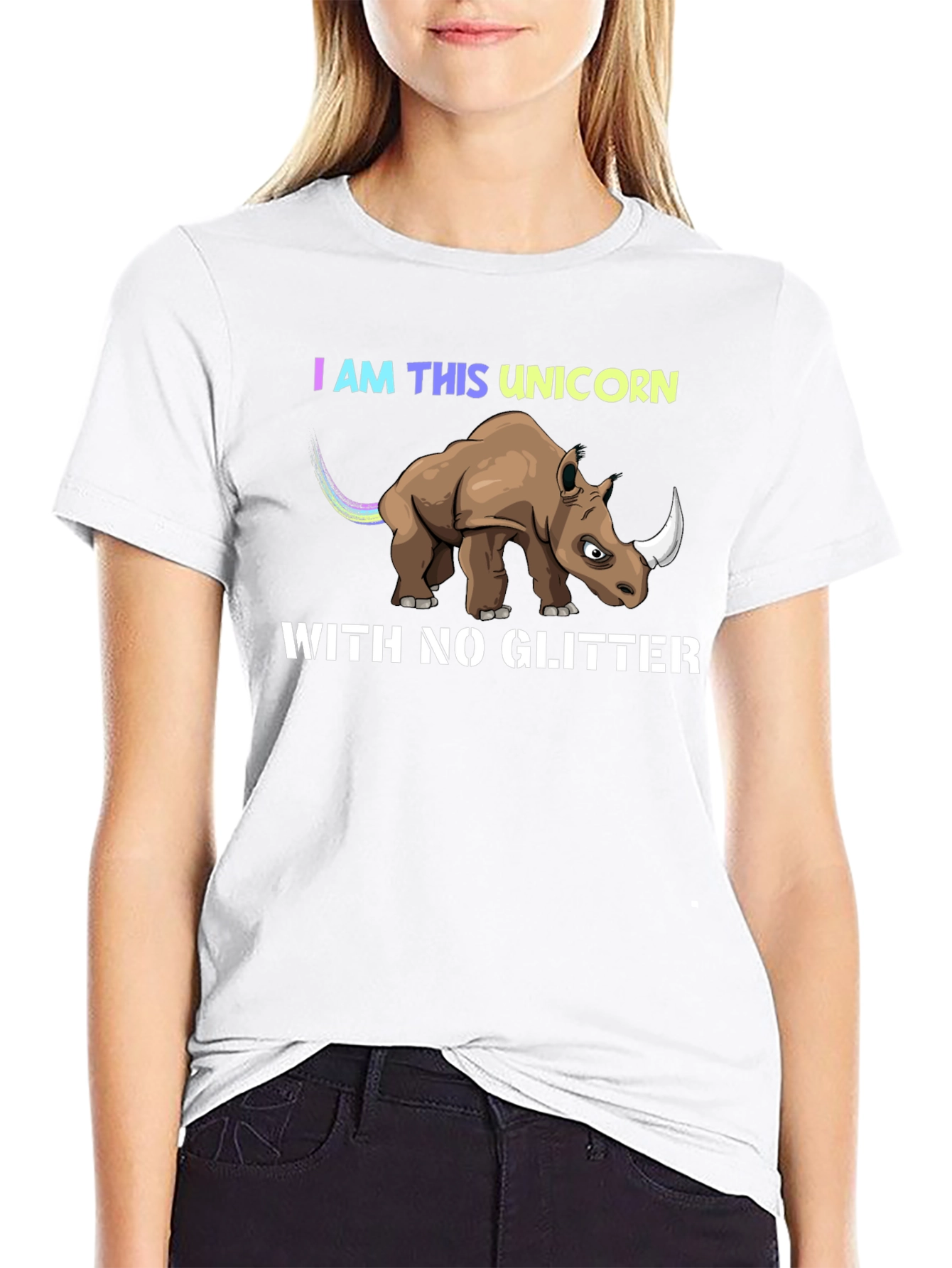 Black I Am This Unicorn T-Shirt Funny Rhino Tee view 9