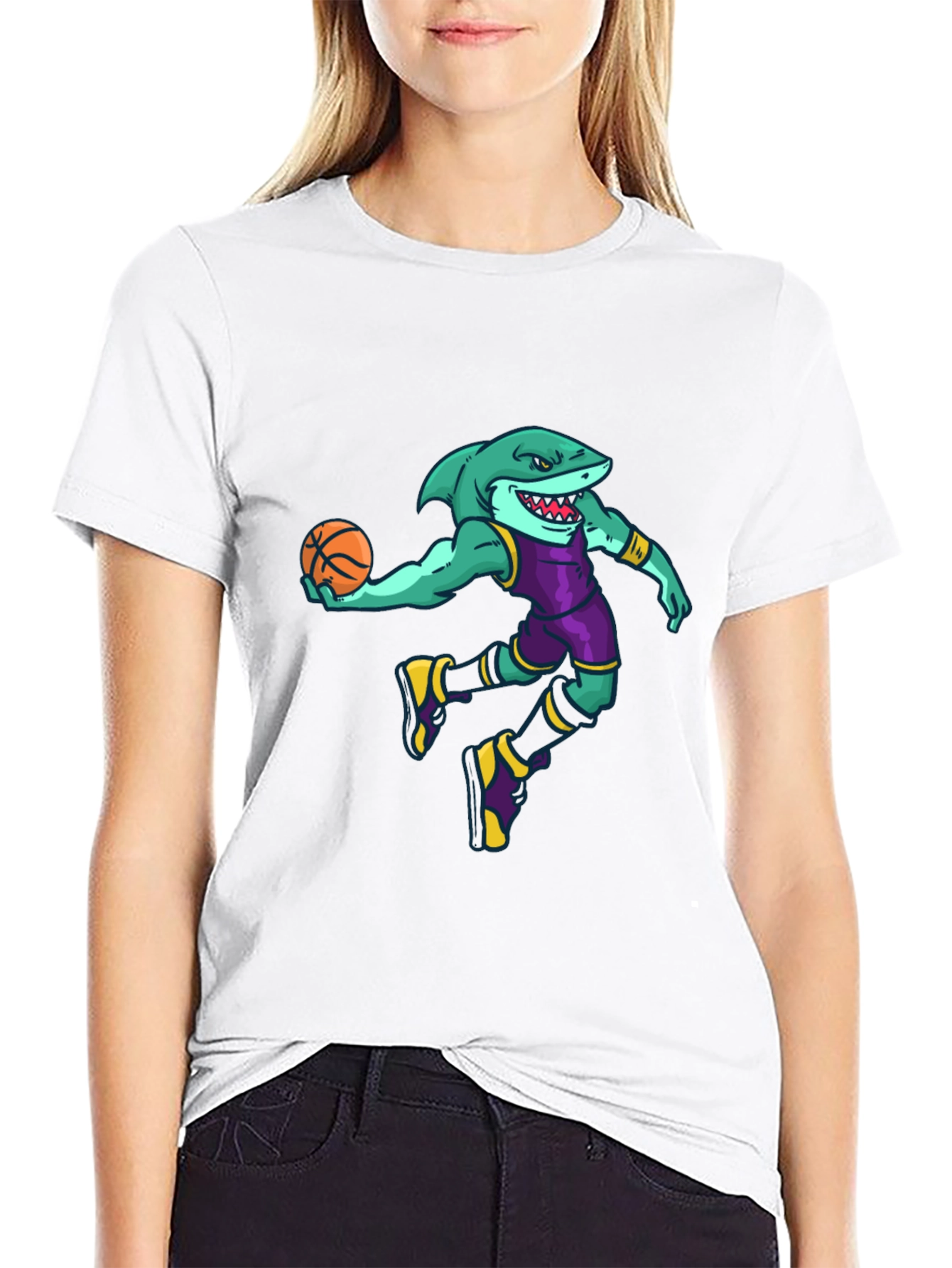 Black Shark Basketball Graphic Tee view 9
