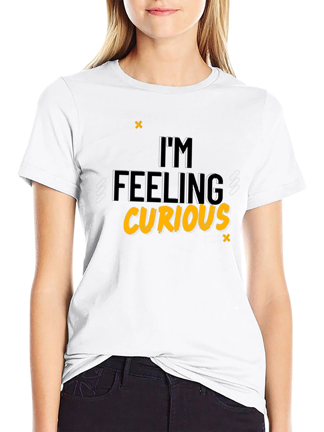 Black I'm Feeling Curious Black T-Shirt view 9