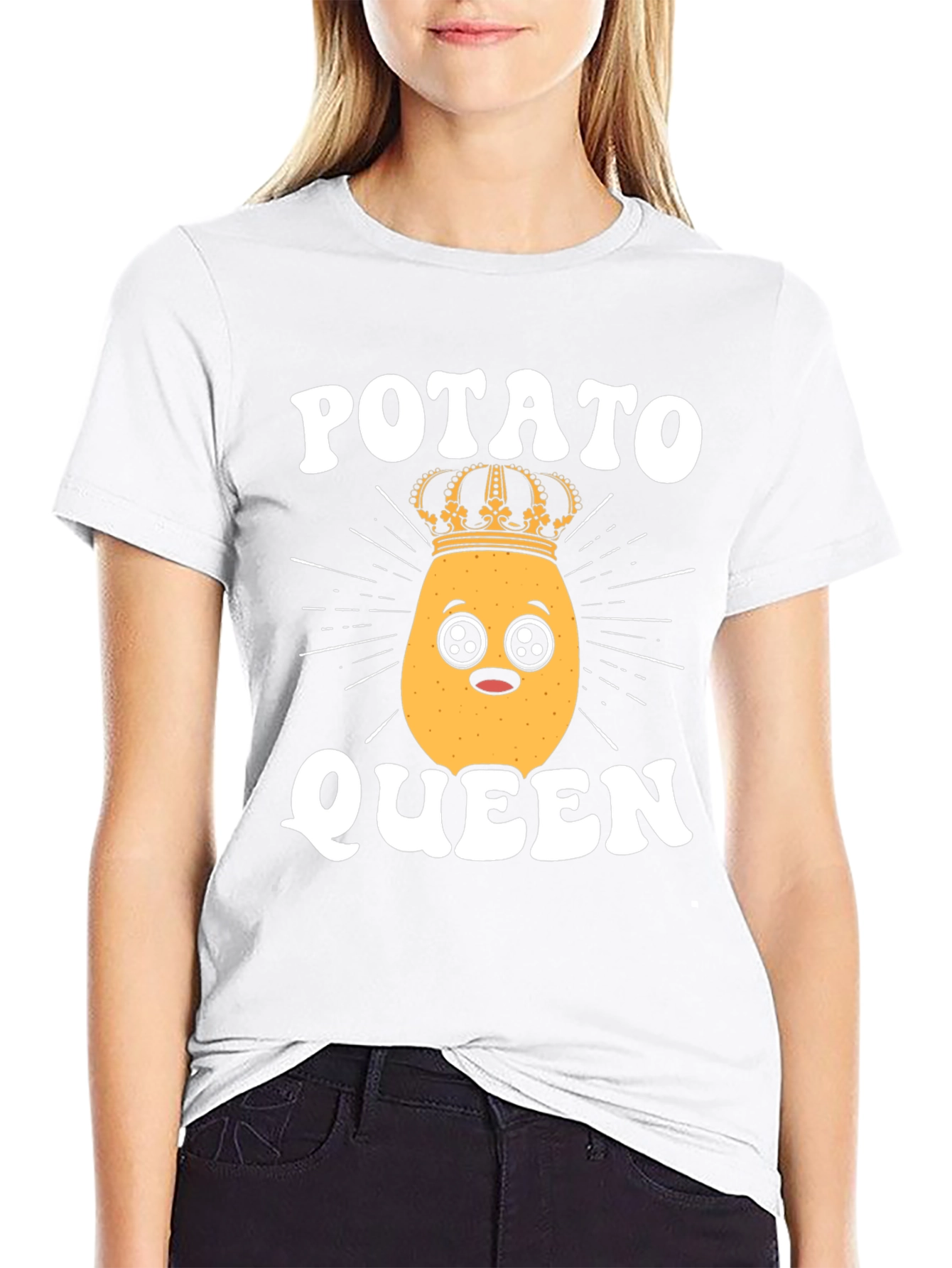 Black Potato Queen T-Shirt - Cute Kawaii Funny view 9