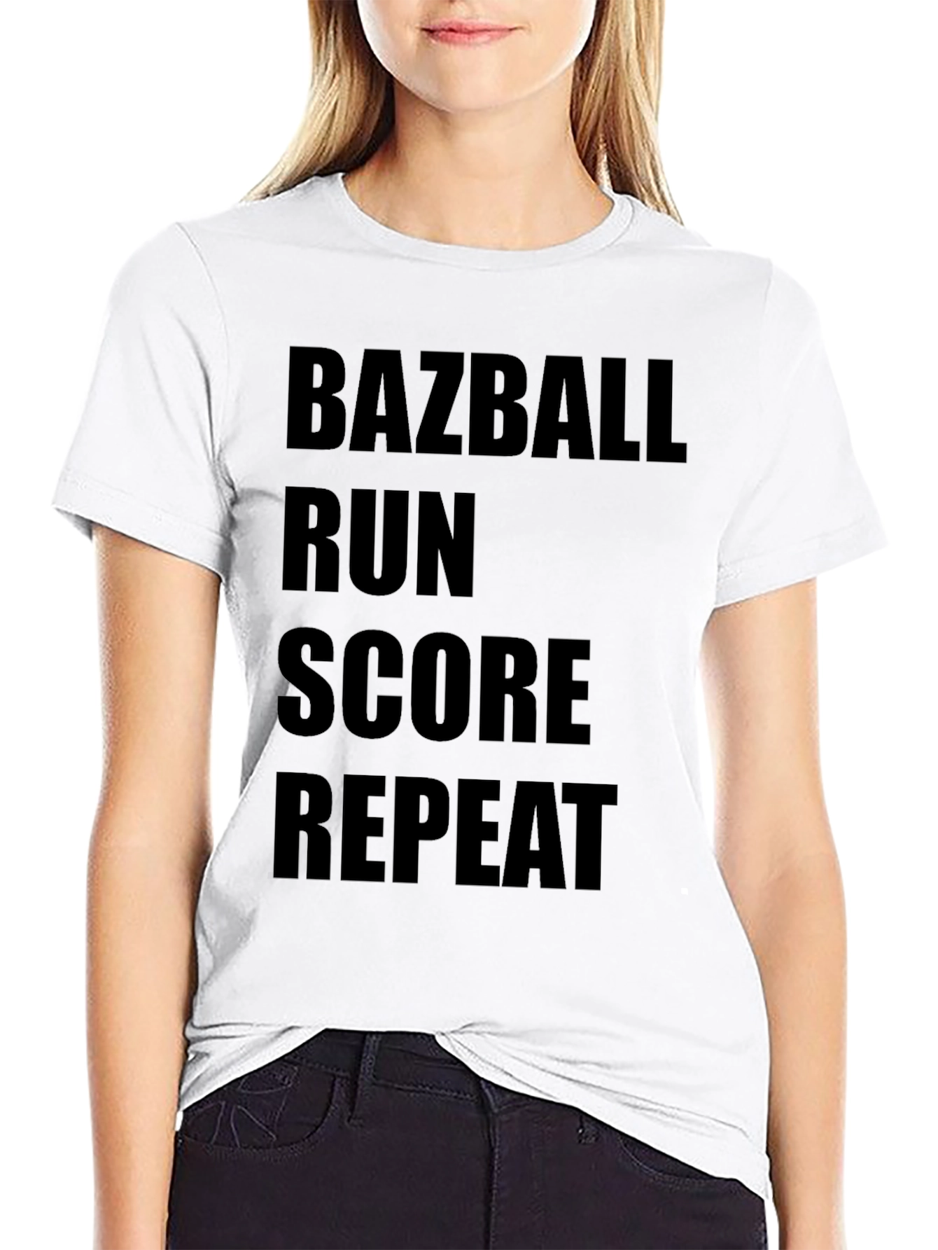 Black Bazball Run Score Repeat Graphic Tee view 9