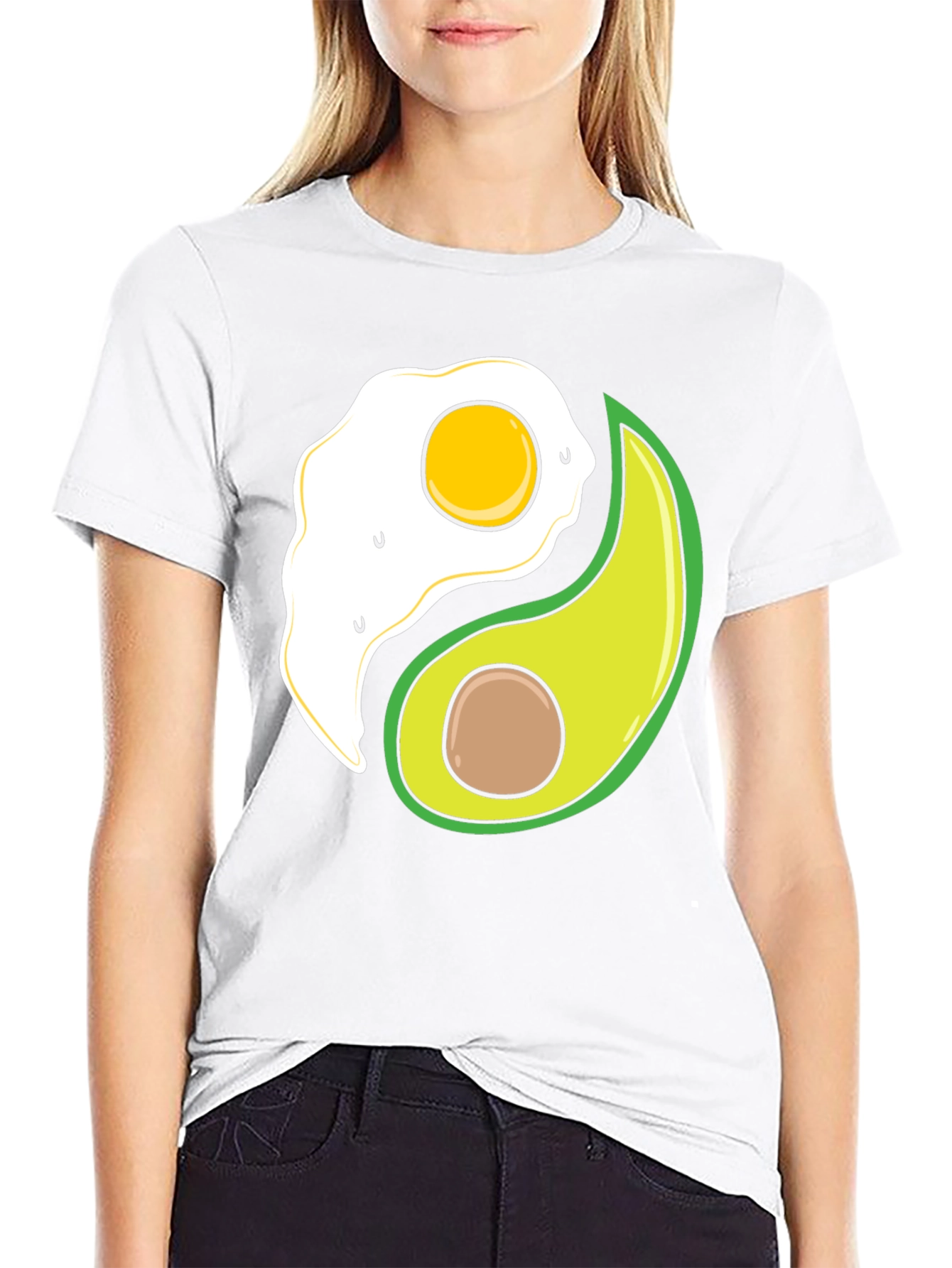 Black Egg & Avocado Yin Yang Black Graphic Tee view 9