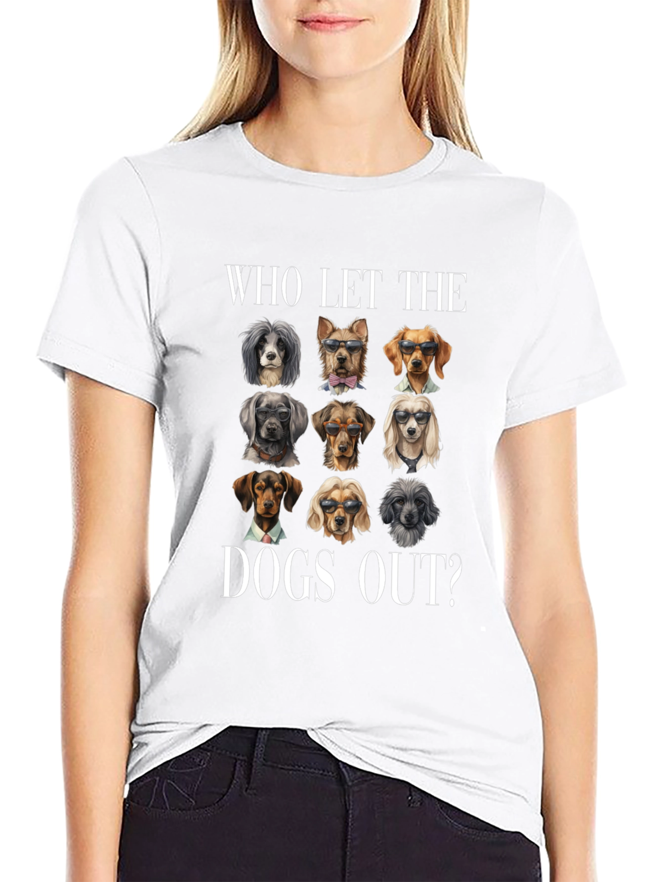 Black Who Let The Dogs Out? Graphic Tee view 9