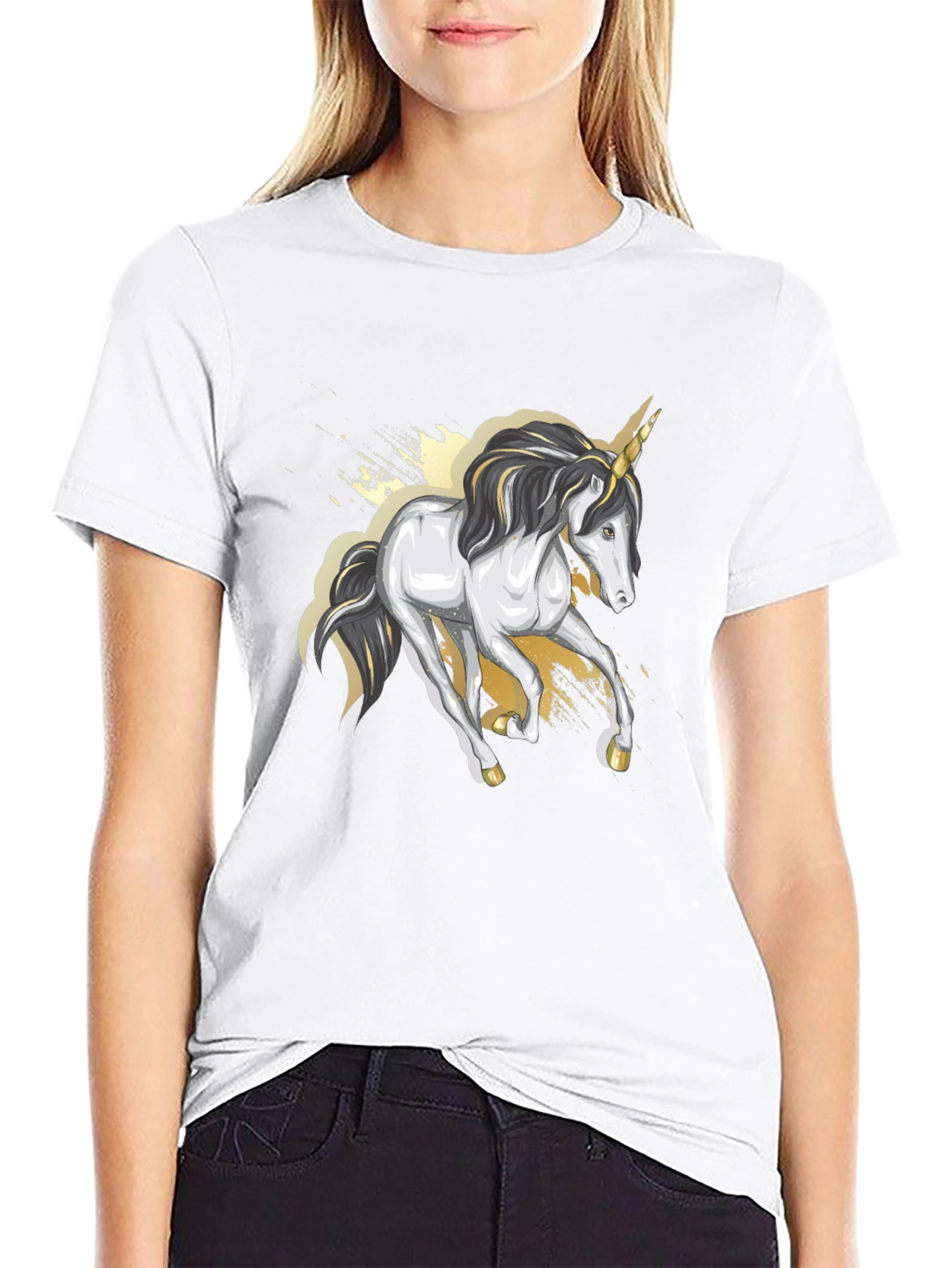 Black Unicorn Graphic Tee - Black Cotton Blend view 9