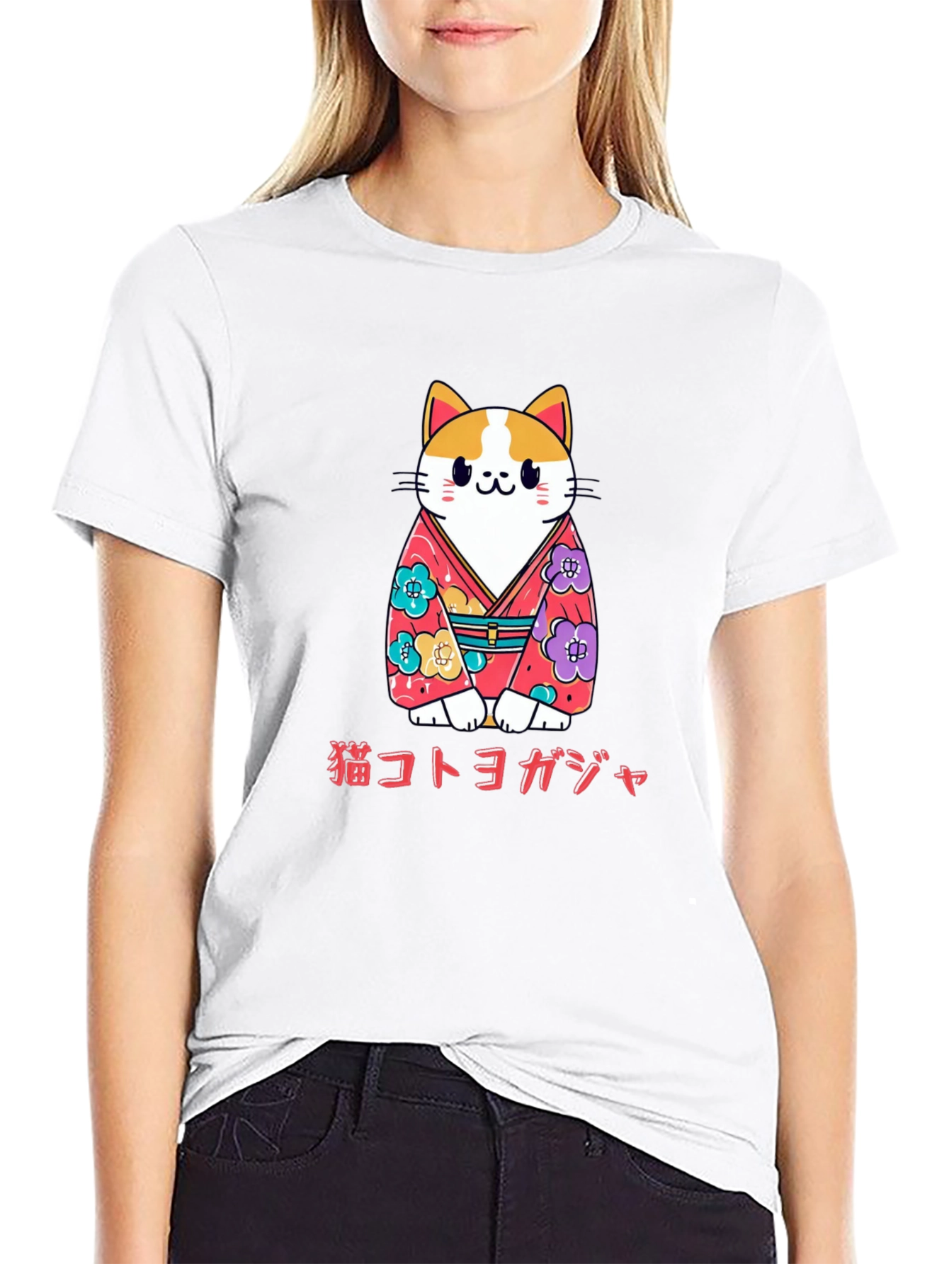 Black Cat Kimono T-Shirt, Japanese Style view 9