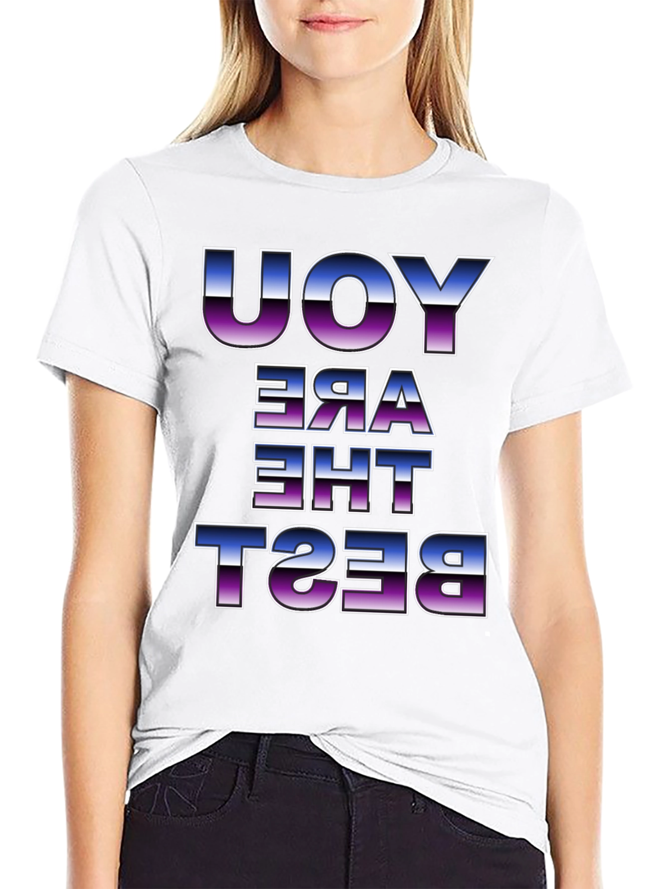 Black You Are The Best Graphic Tee - Black Cotton Blend view 9