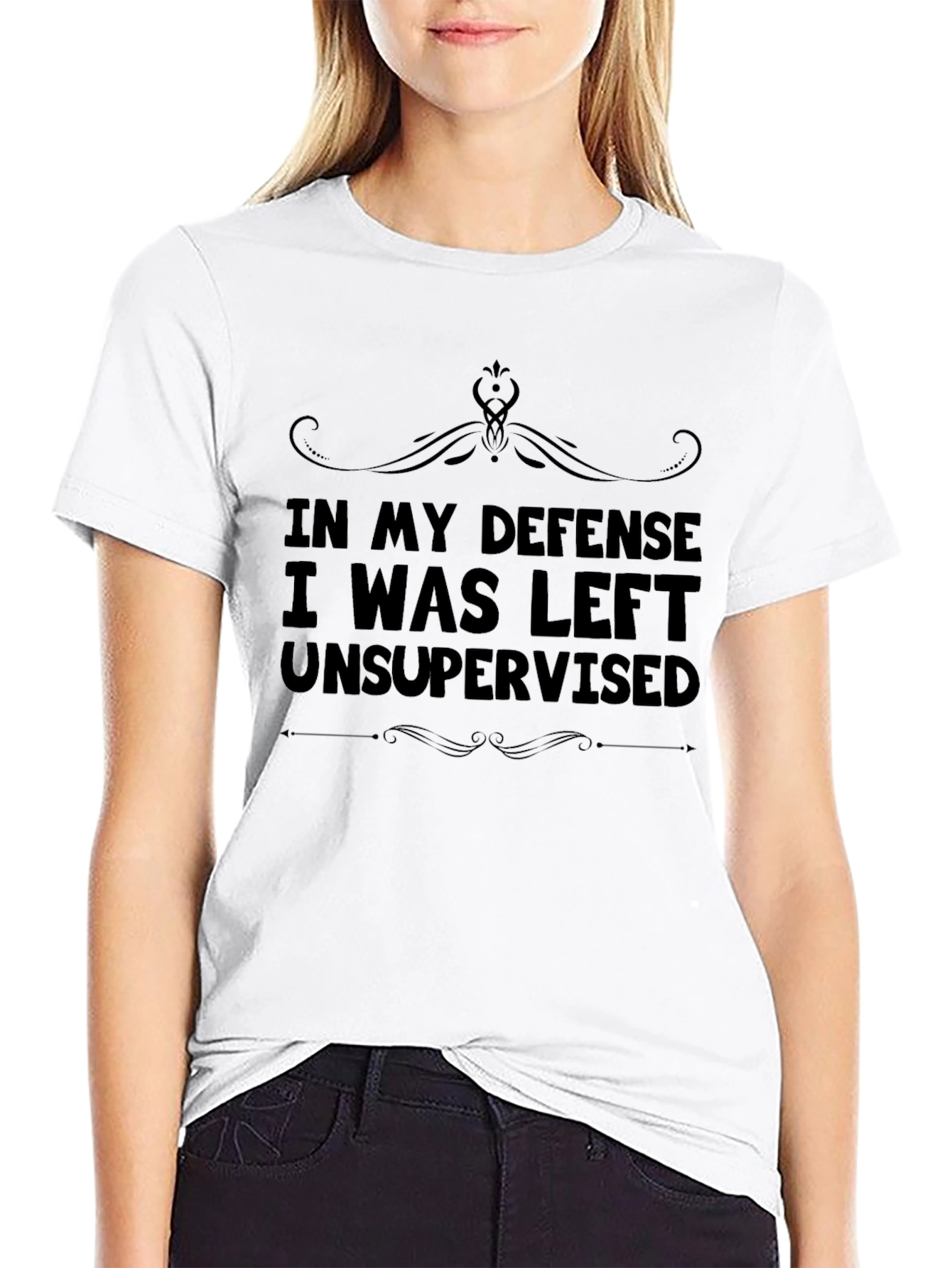 Black Funny "Unsupervised" Graphic T-Shirt view 9