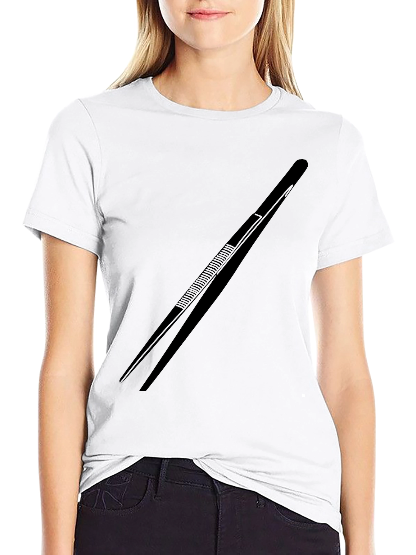 Black Tweezers Graphic Tee - Black Cotton Blend T-Shirt view 9