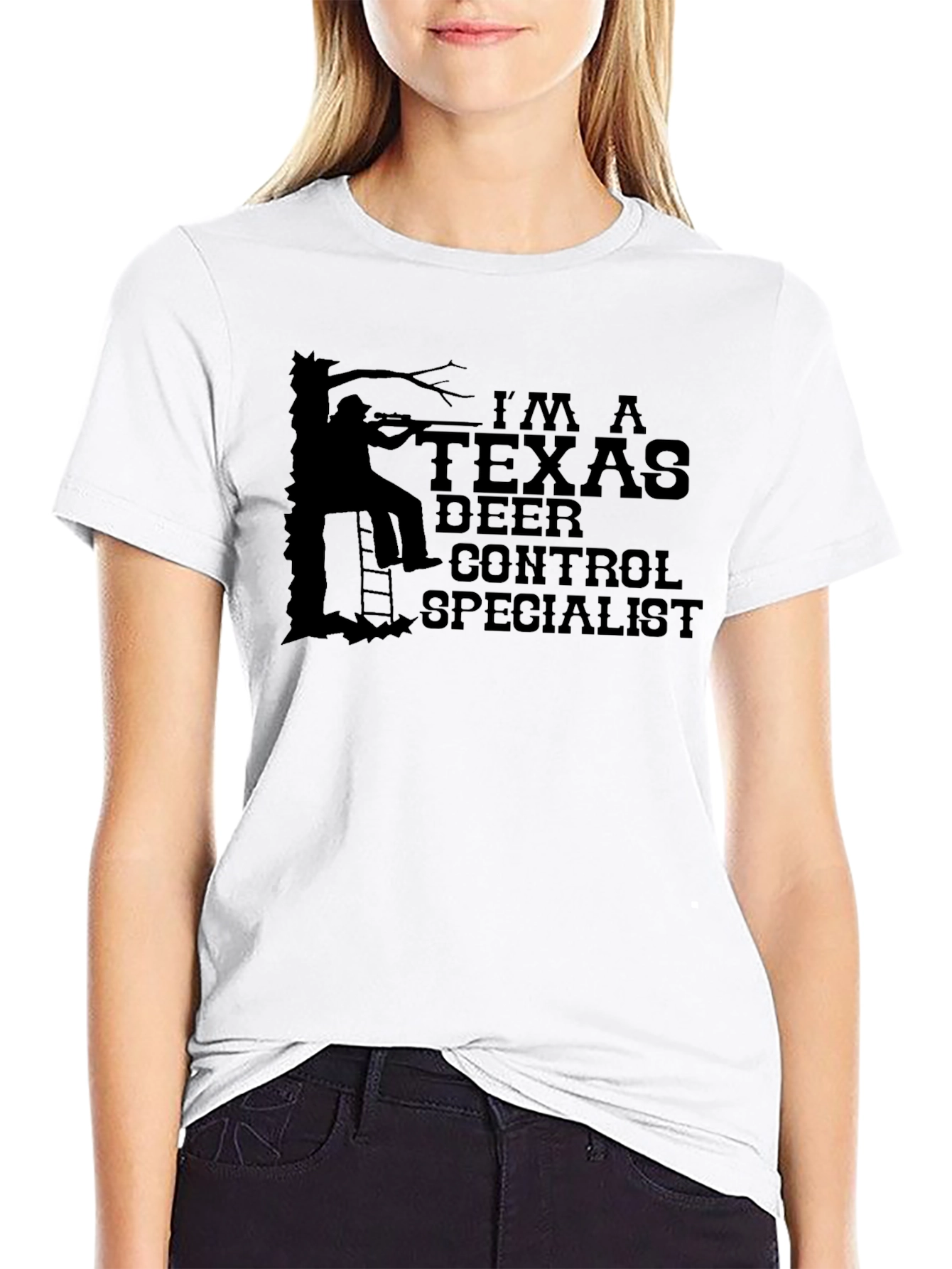 Black I'm A Texas Deer Control Specialist T-Shirt view 9