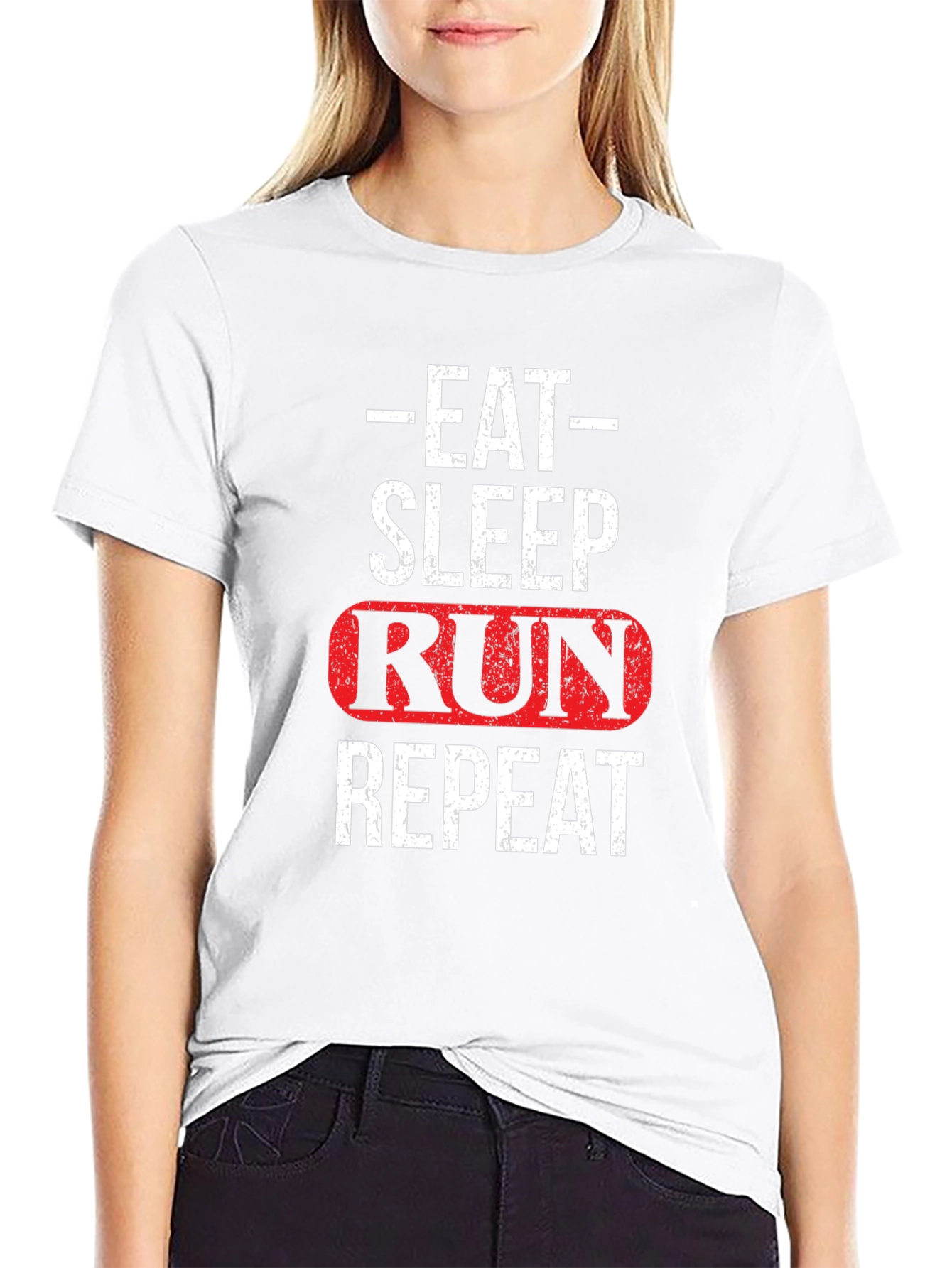 Black Eat Sleep Run Repeat Graphic Tee view 9