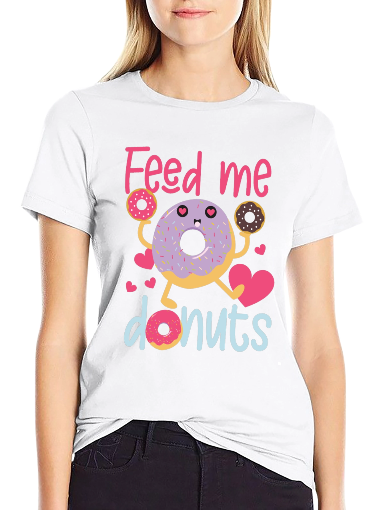 Black Feed Me Donuts T-Shirt - Cute Donut Lover Tee view 9