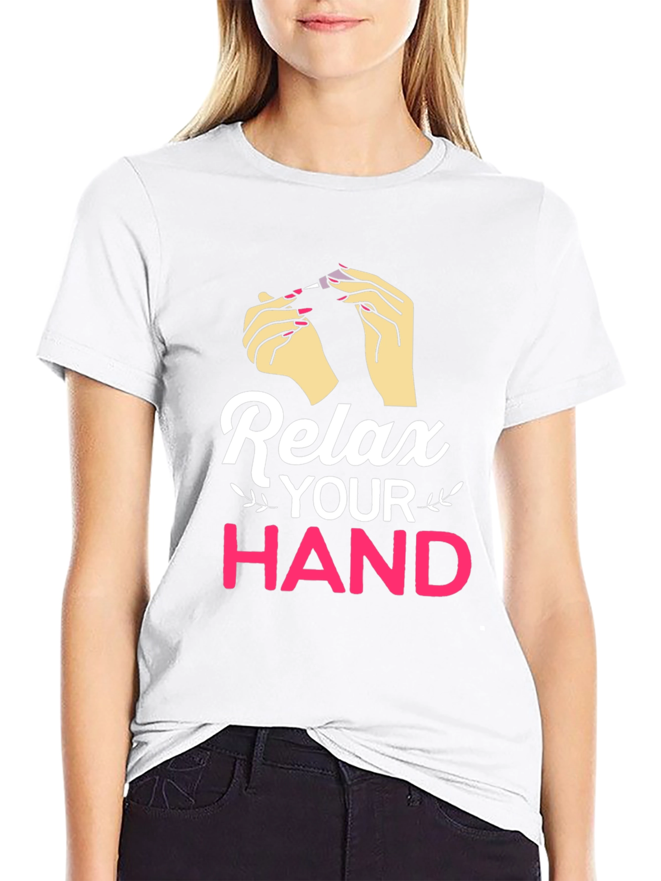 Black Relax Your Hand Graphic T-Shirt view 9