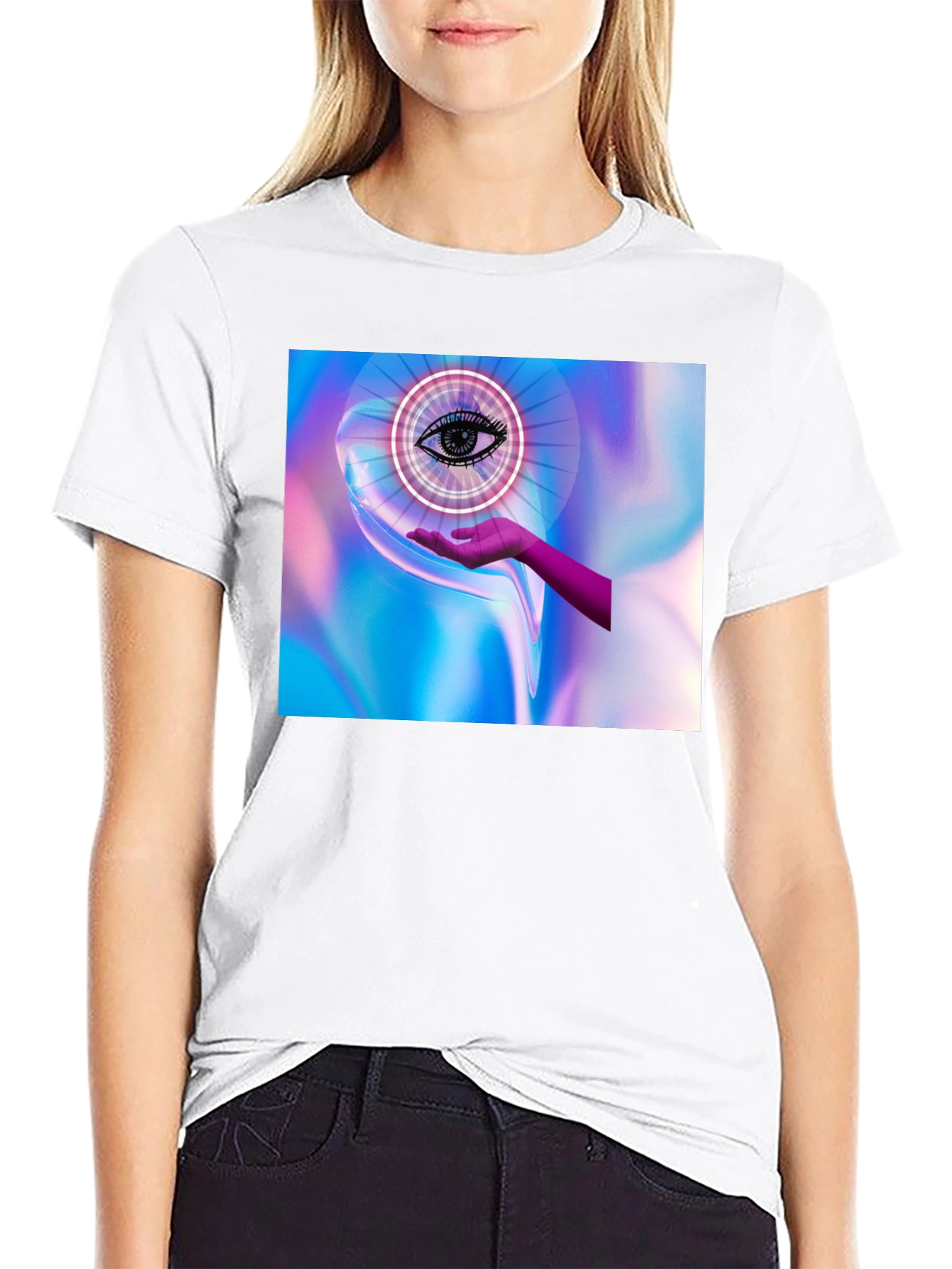 Black Eye in Hand Graphic Tee - Mystical Design view 9