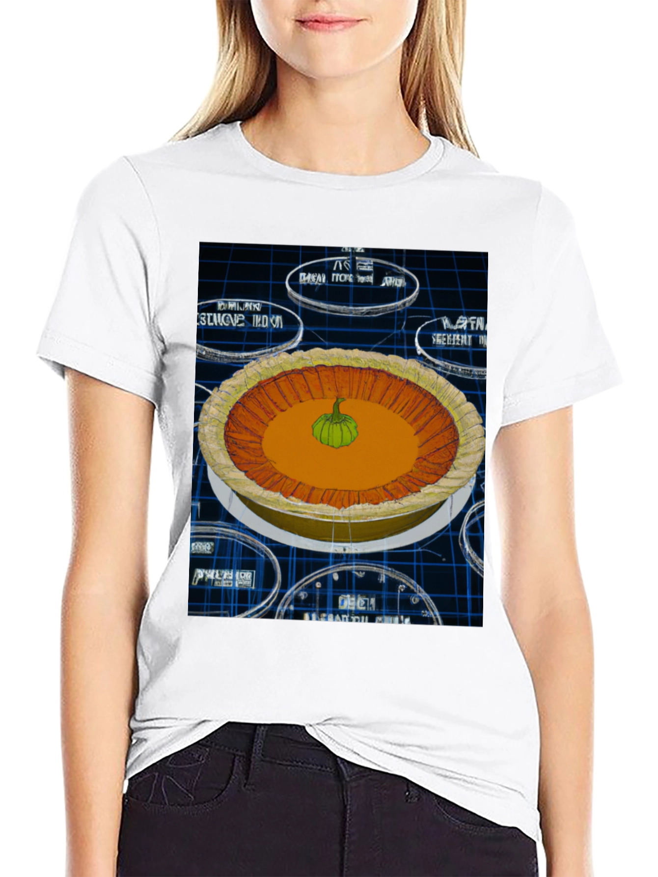 Black Pumpkin Pie Graphic Tee - Unique Design view 9