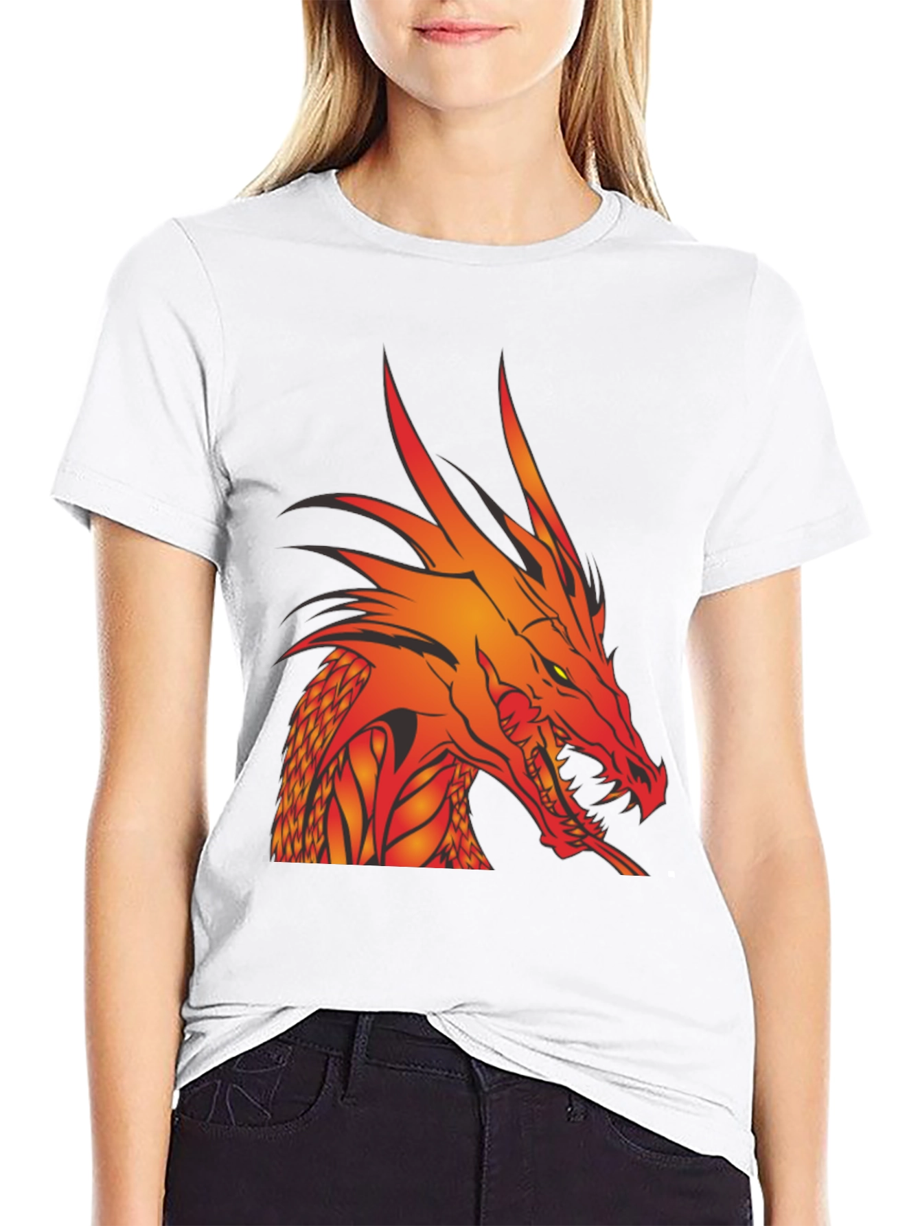 Black Dragon Head Graphic Tee - Black Cotton T-Shirt view 9