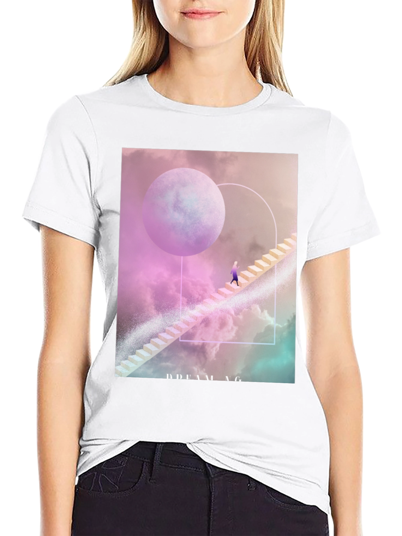 Black Dreaming T-Shirt: Celestial Stairway Design view 9