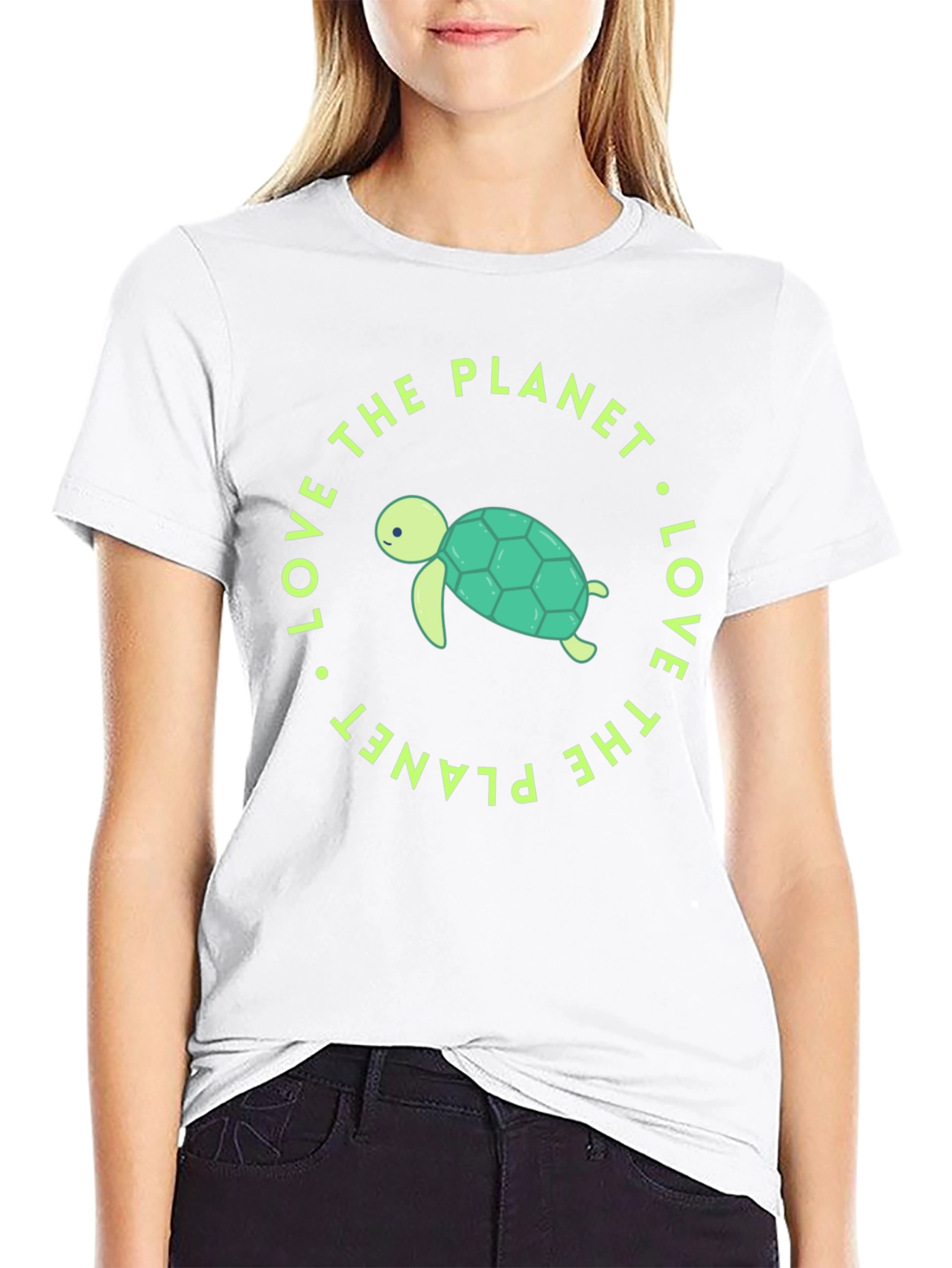 Black Love the Planet Turtle Graphic Tee view 9