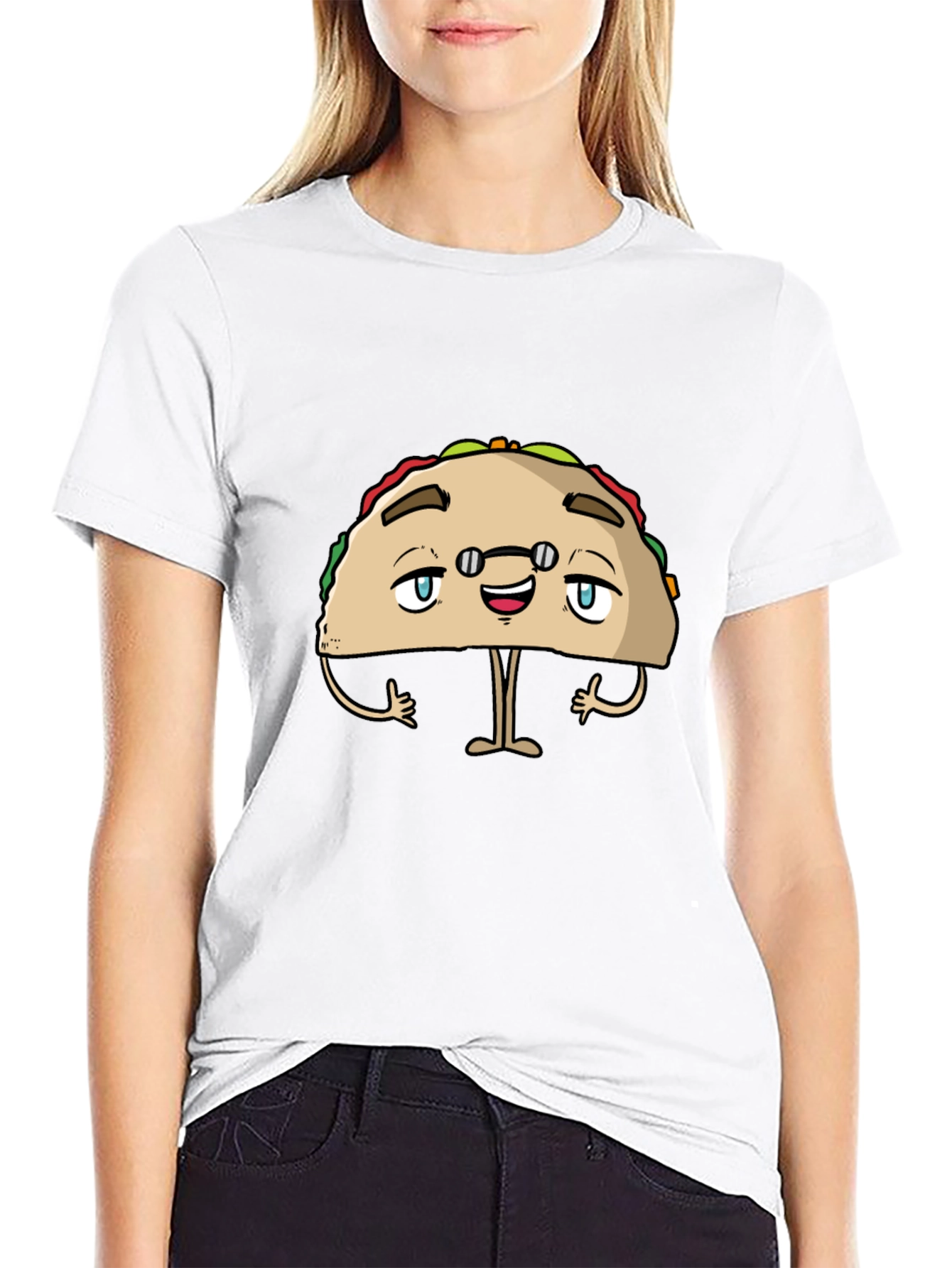 Black Funny Taco Character Black Graphic Tee view 9