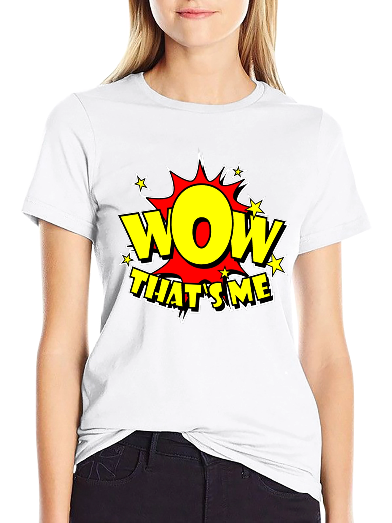 Black Wow That's Me Funny Graphic T-Shirt view 9
