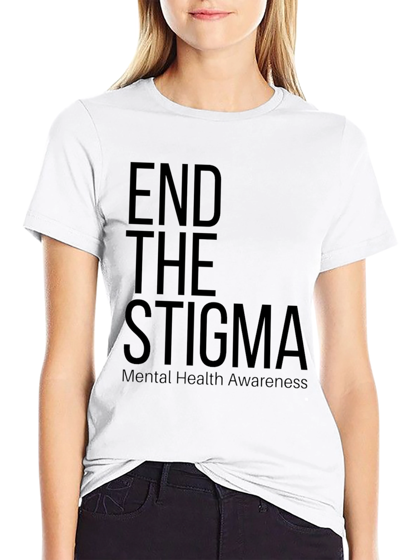 Black End the Stigma Mental Health Awareness T-Shirt view 9