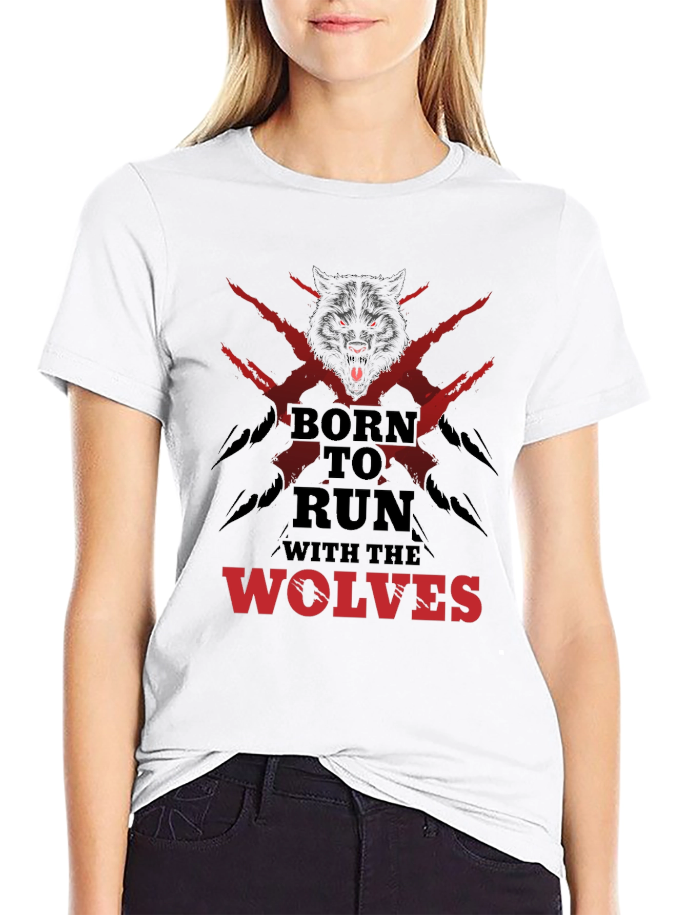 Black Born to Run with the Wolves Graphic Tee - Black view 9