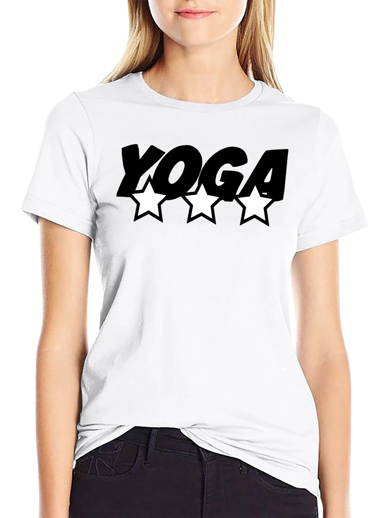 Black Yoga Star Black T-Shirt view 9