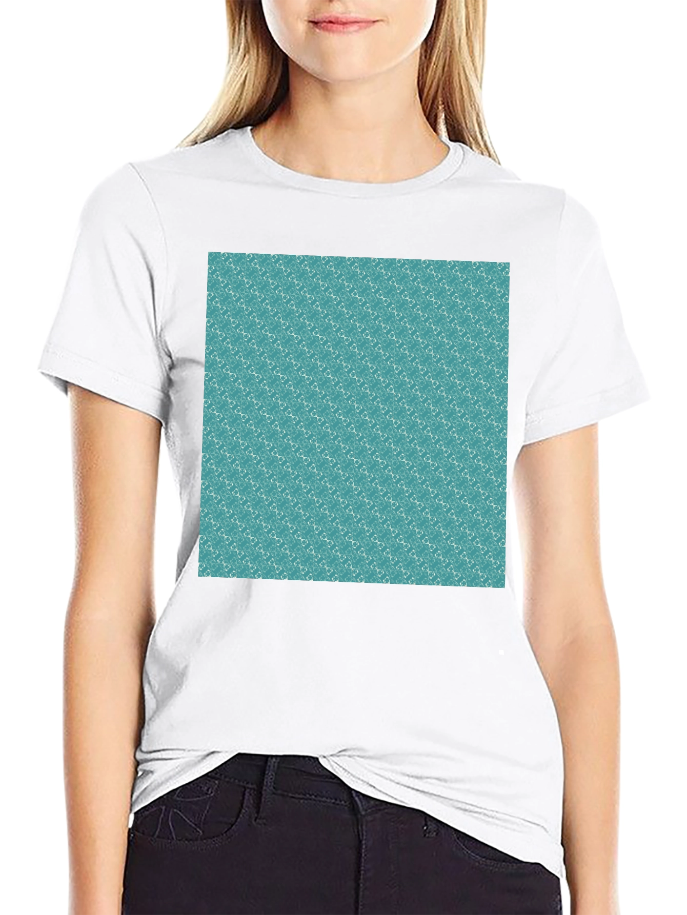 Black Patterned Teal T-Shirt view 9