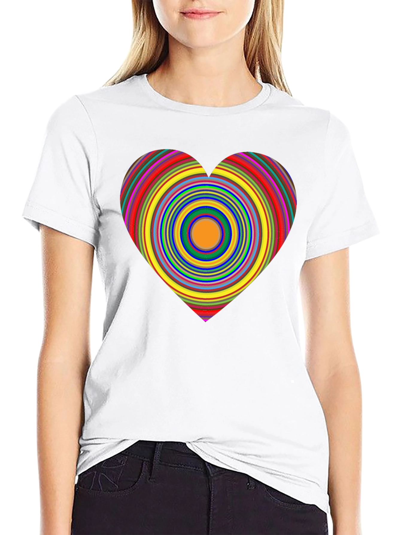 Black Rainbow Heart Graphic Black Tee view 9