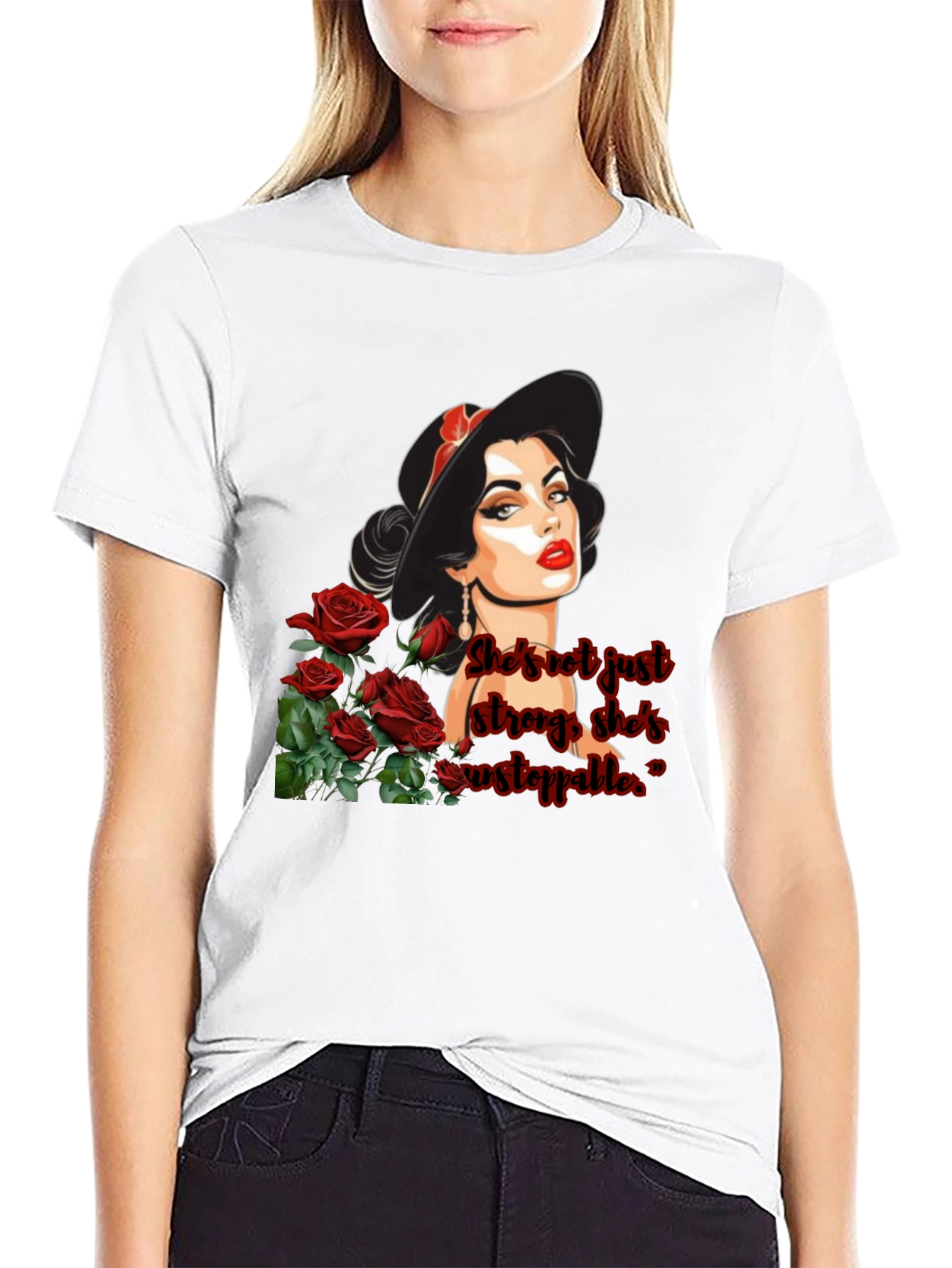 Black Woman & Roses Graphic Tee view 9