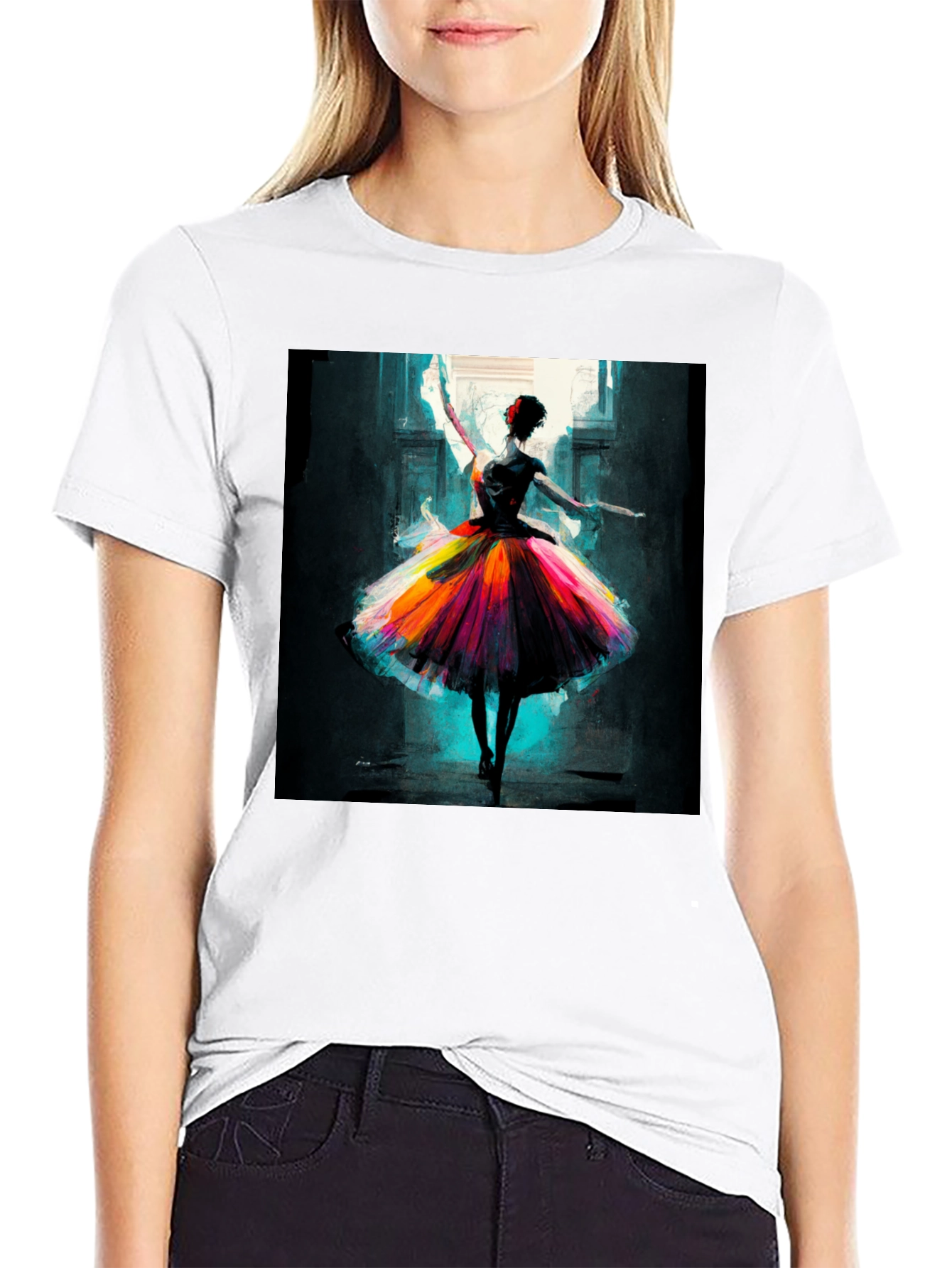 Black Ballerina Art Black T-Shirt view 9