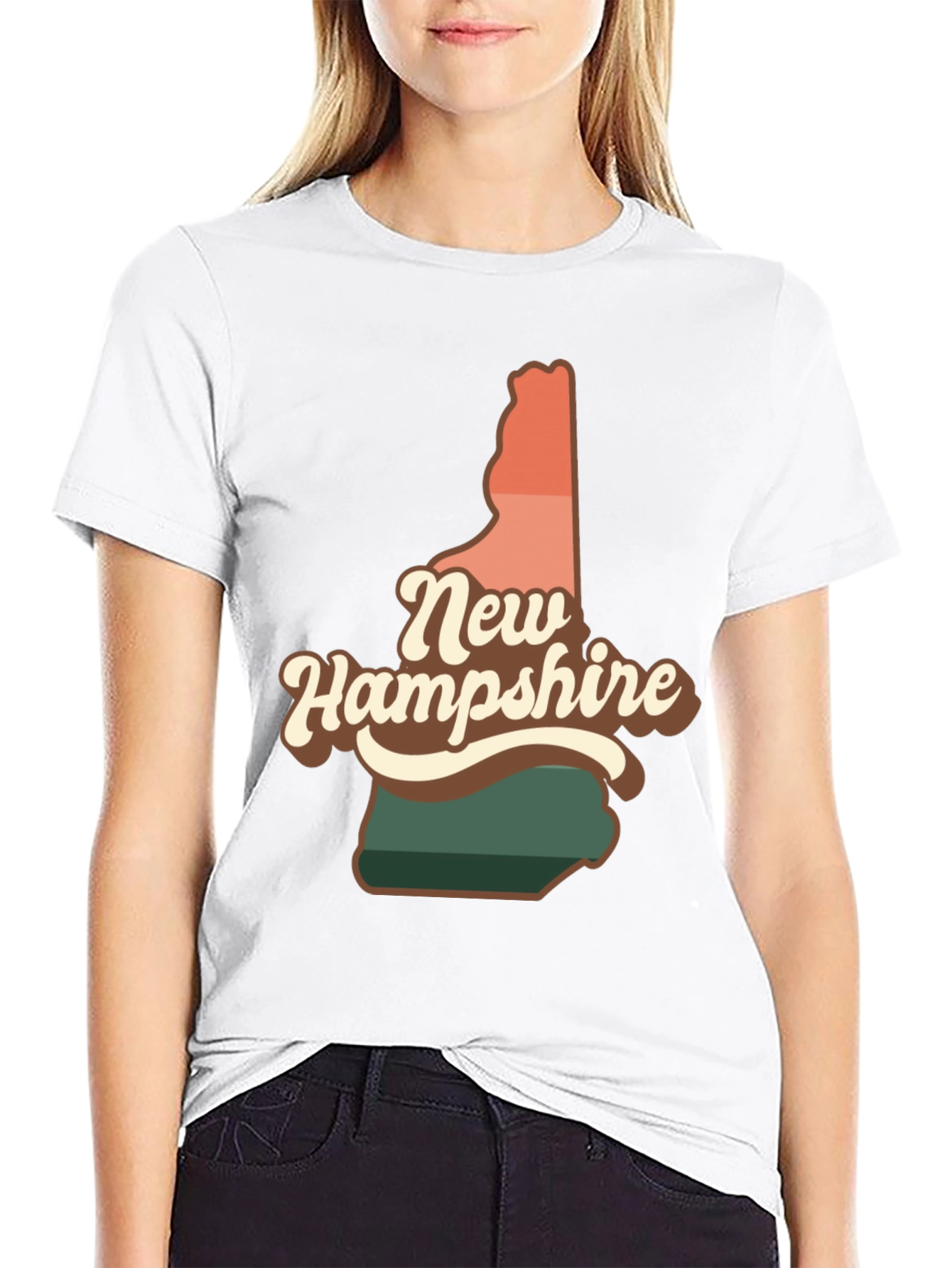 Black Retro New Hampshire State T-Shirt view 9
