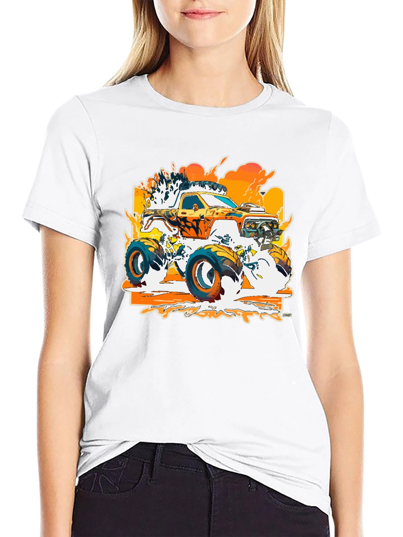 Black Monster Truck Graphic Black T-Shirt view 9