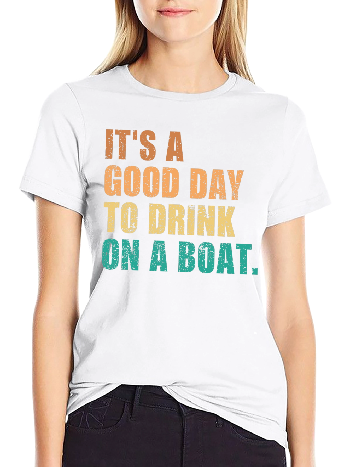 Black It's A Good Day To Drink On A Boat Graphic T-Shirt view 9