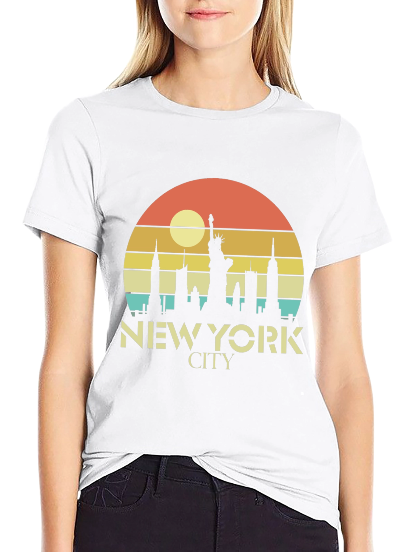 Black New York City Retro Style T-Shirt view 9