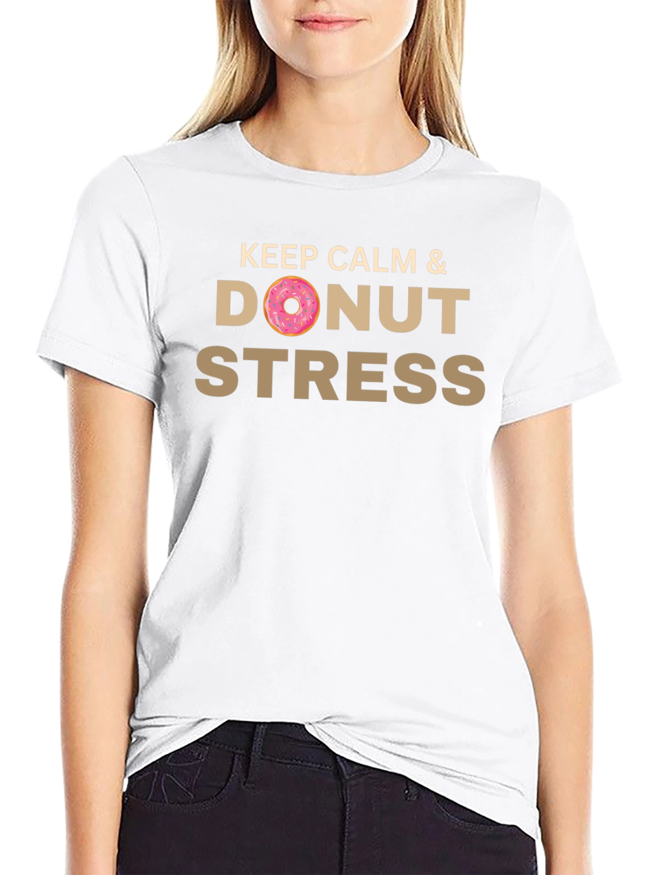 Black Keep Calm & Donut Stress Black T-Shirt view 9