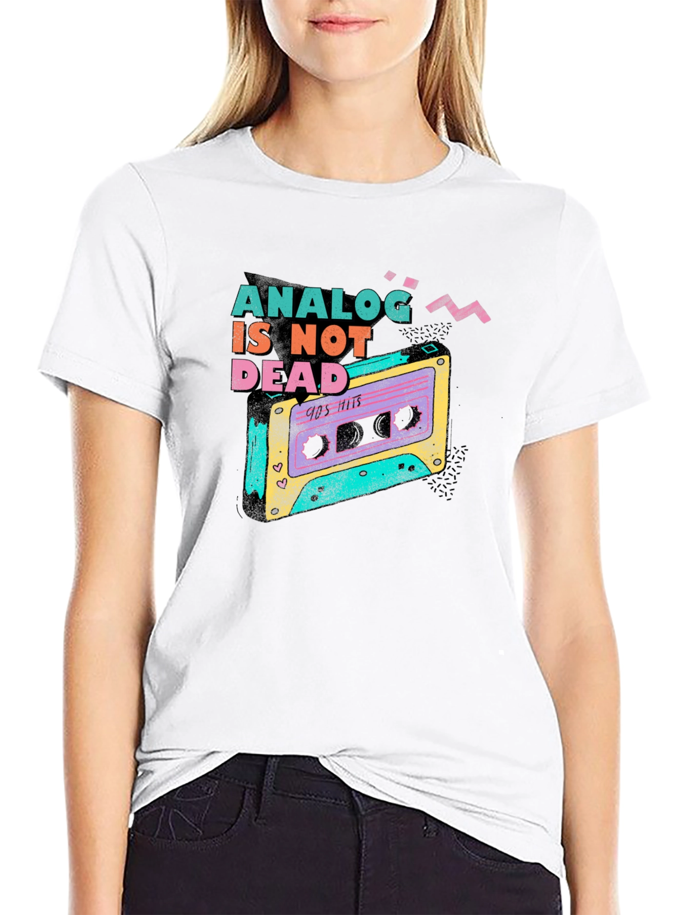 Black Analog is Not Dead T-Shirt: Retro 90s Cassette Tape Design view 9