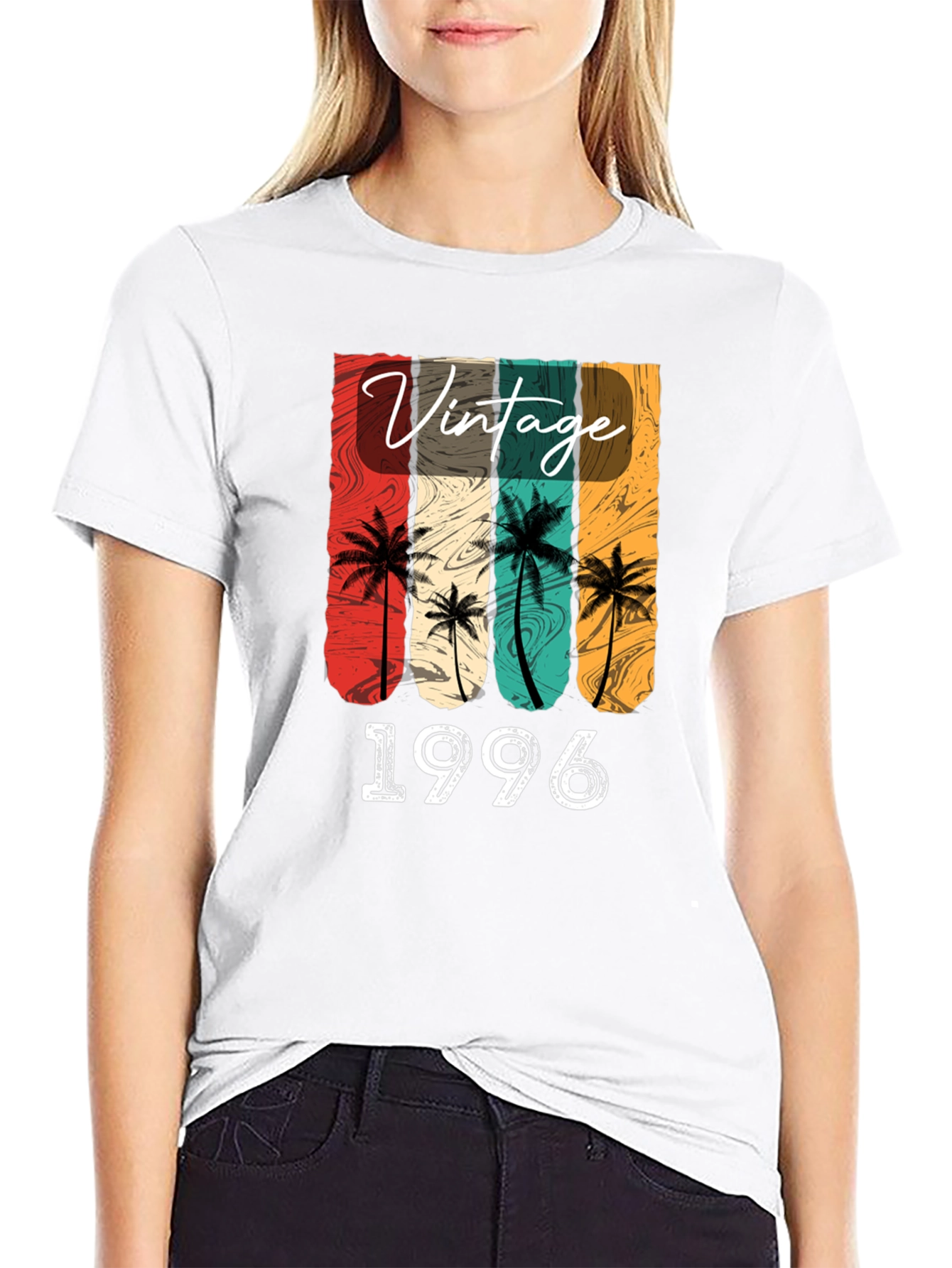 Black Vintage 1996 Palm Tree Graphic T-Shirt view 9
