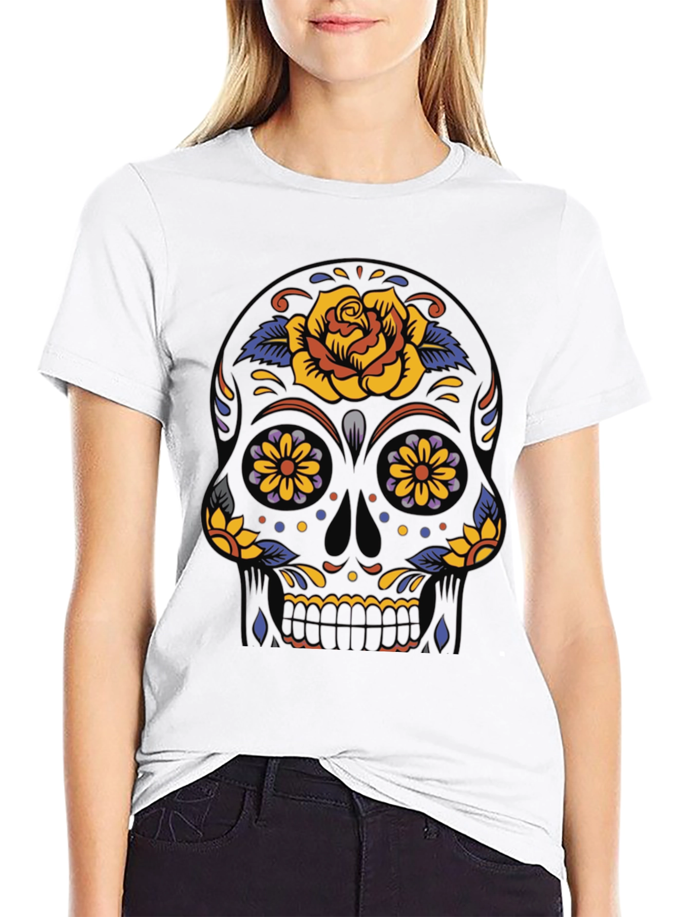 Black Sugar Skull T-Shirt - Day of the Dead view 9