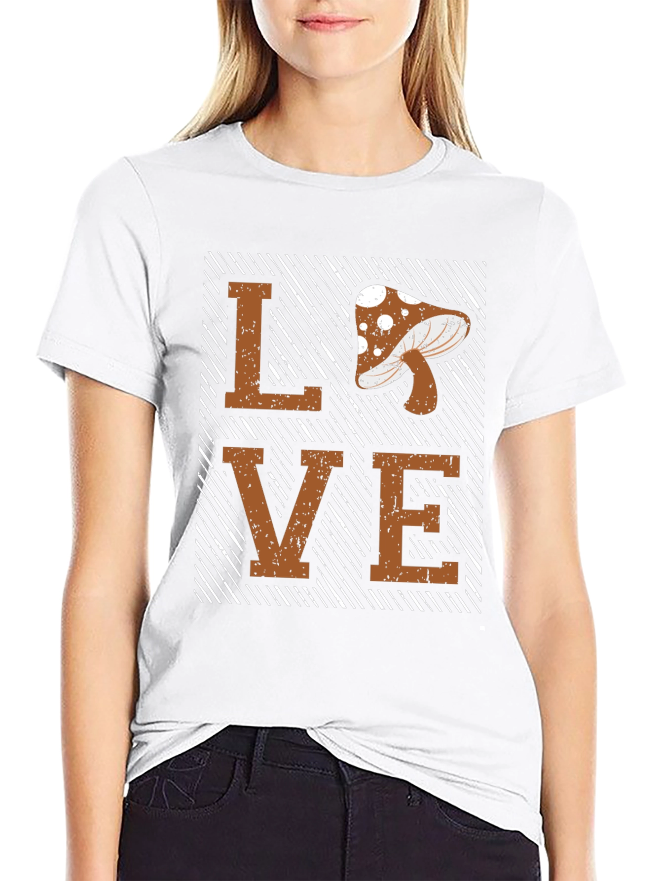 Black Mushroom Love Graphic Tee view 9
