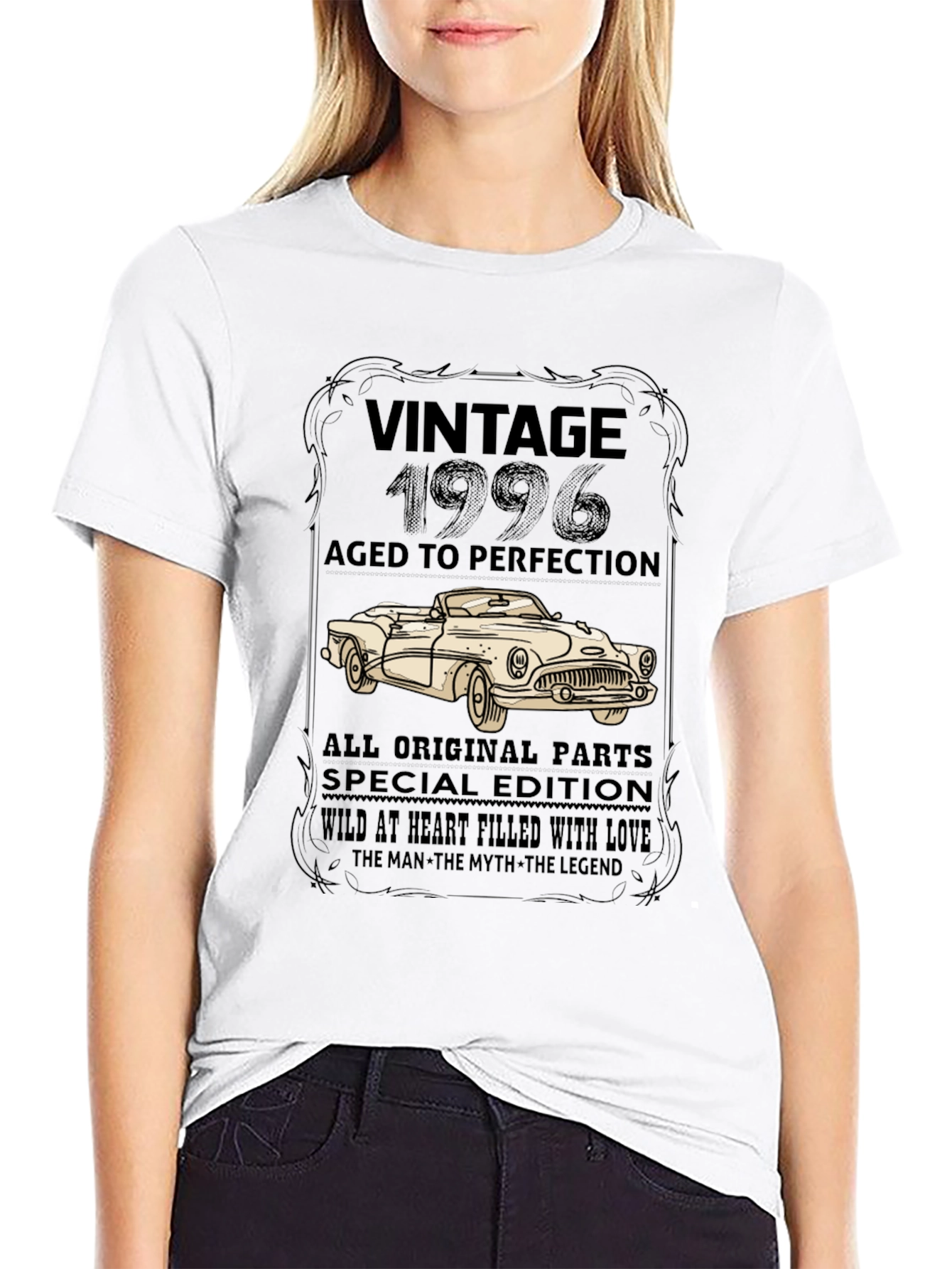 Black Vintage 1996 T-Shirt - Aged to Perfection, Classic Car Design view 9