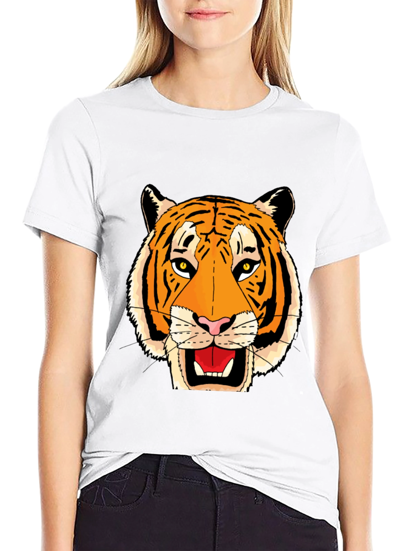 Black Black T-Shirt with Bold Tiger Face Graphic view 9