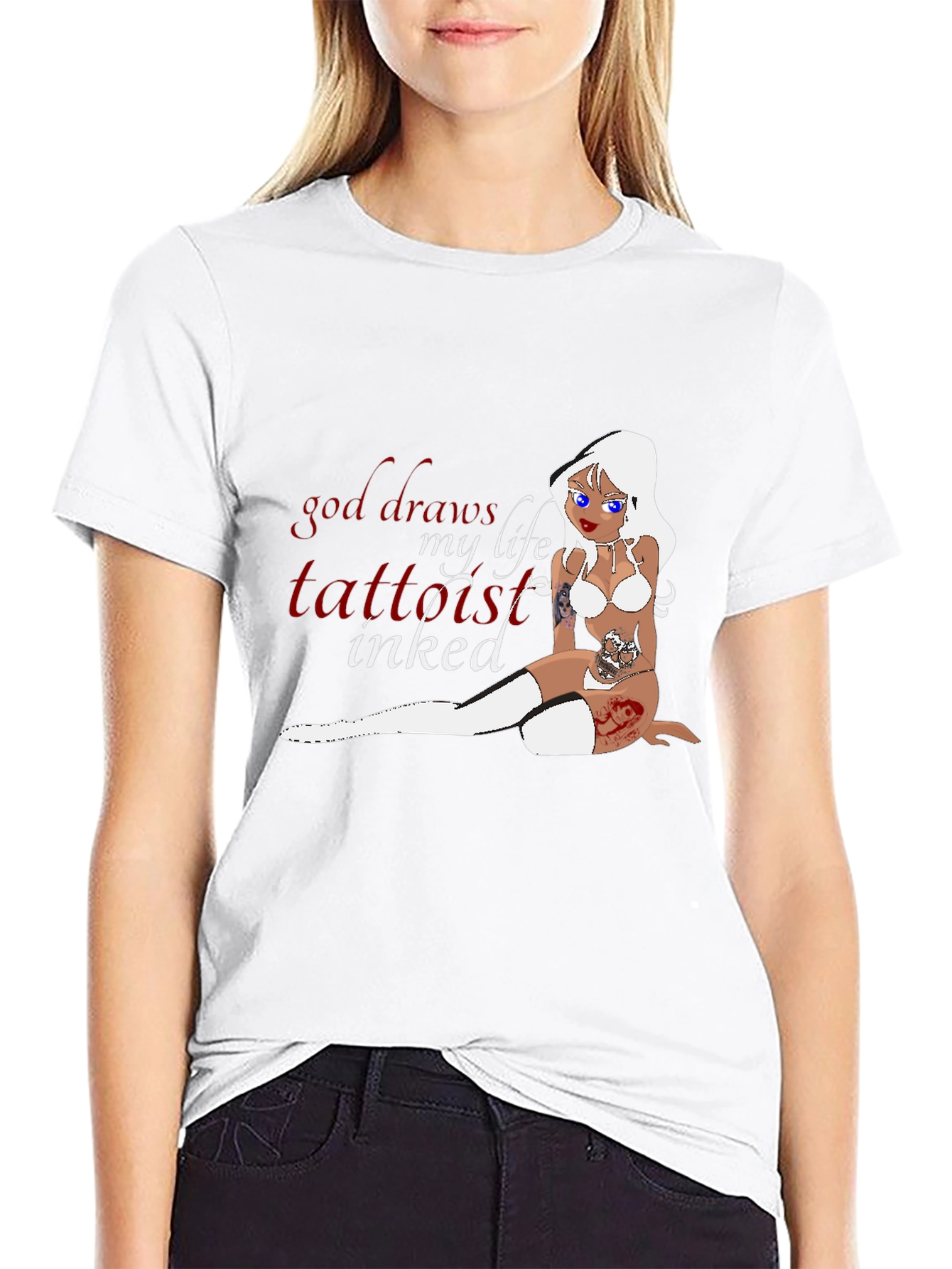 Black Tattooed Life T-Shirt - Inked Cartoon Girl view 9