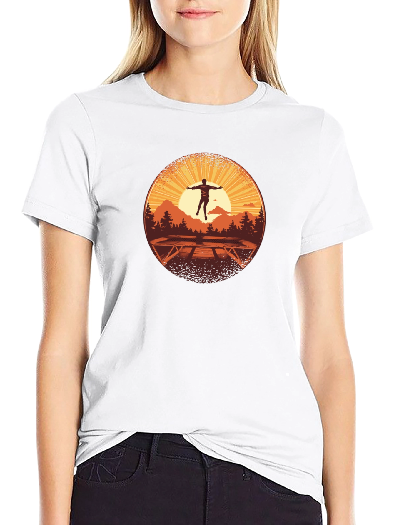 Black Sunrise Trampoline T-Shirt - Nature Scene view 9