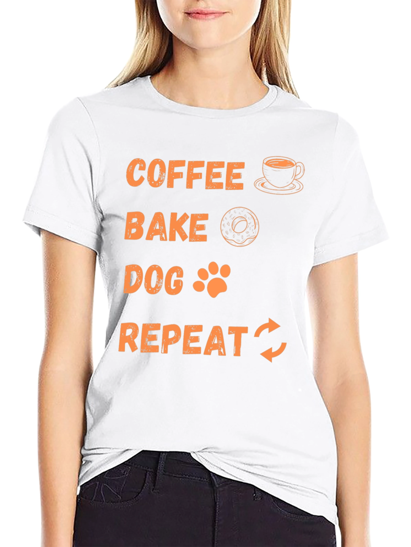 Black Coffee Bake Dog Repeat Graphic Tee view 9