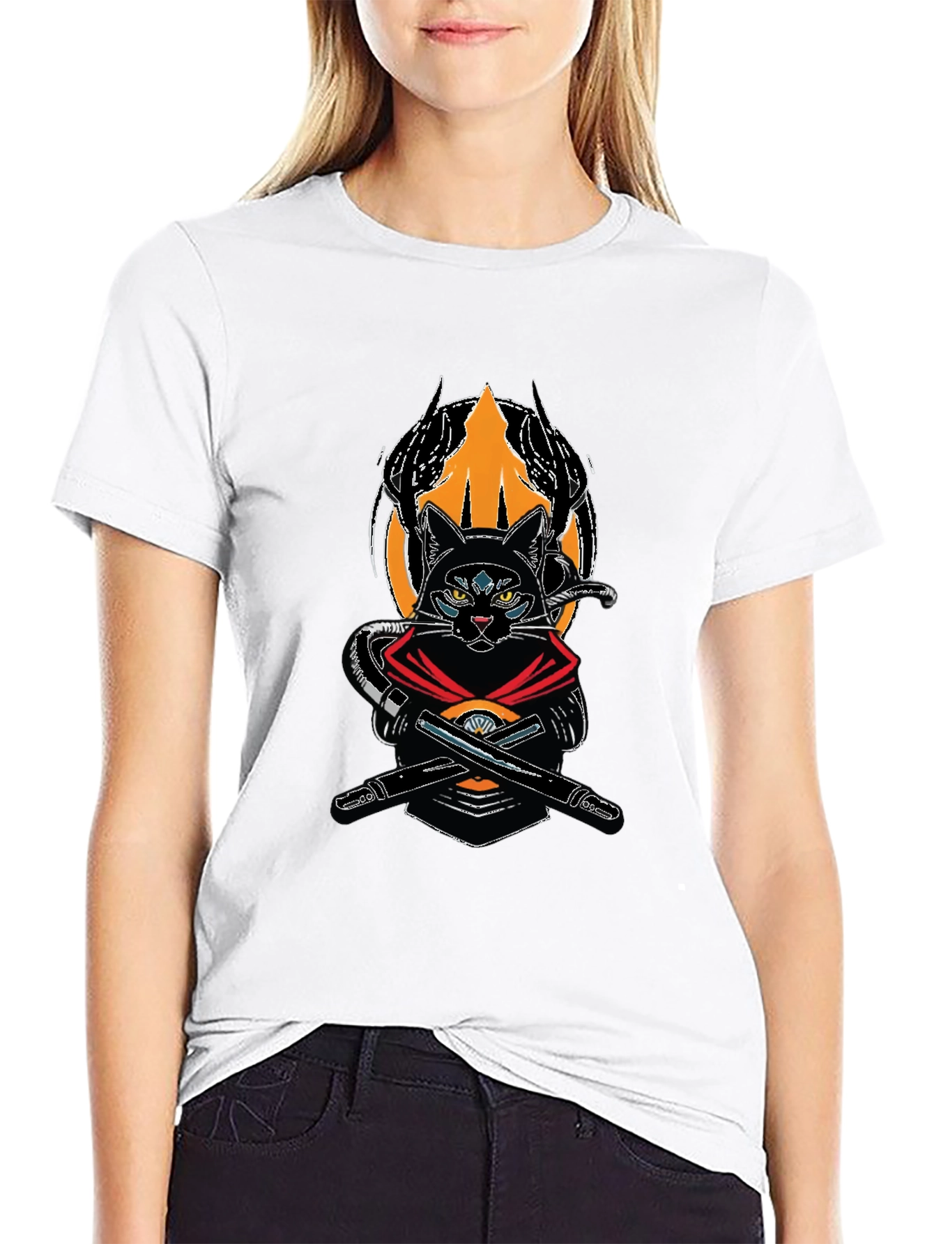 Black Ninja Cat Graphic T-Shirt view 9