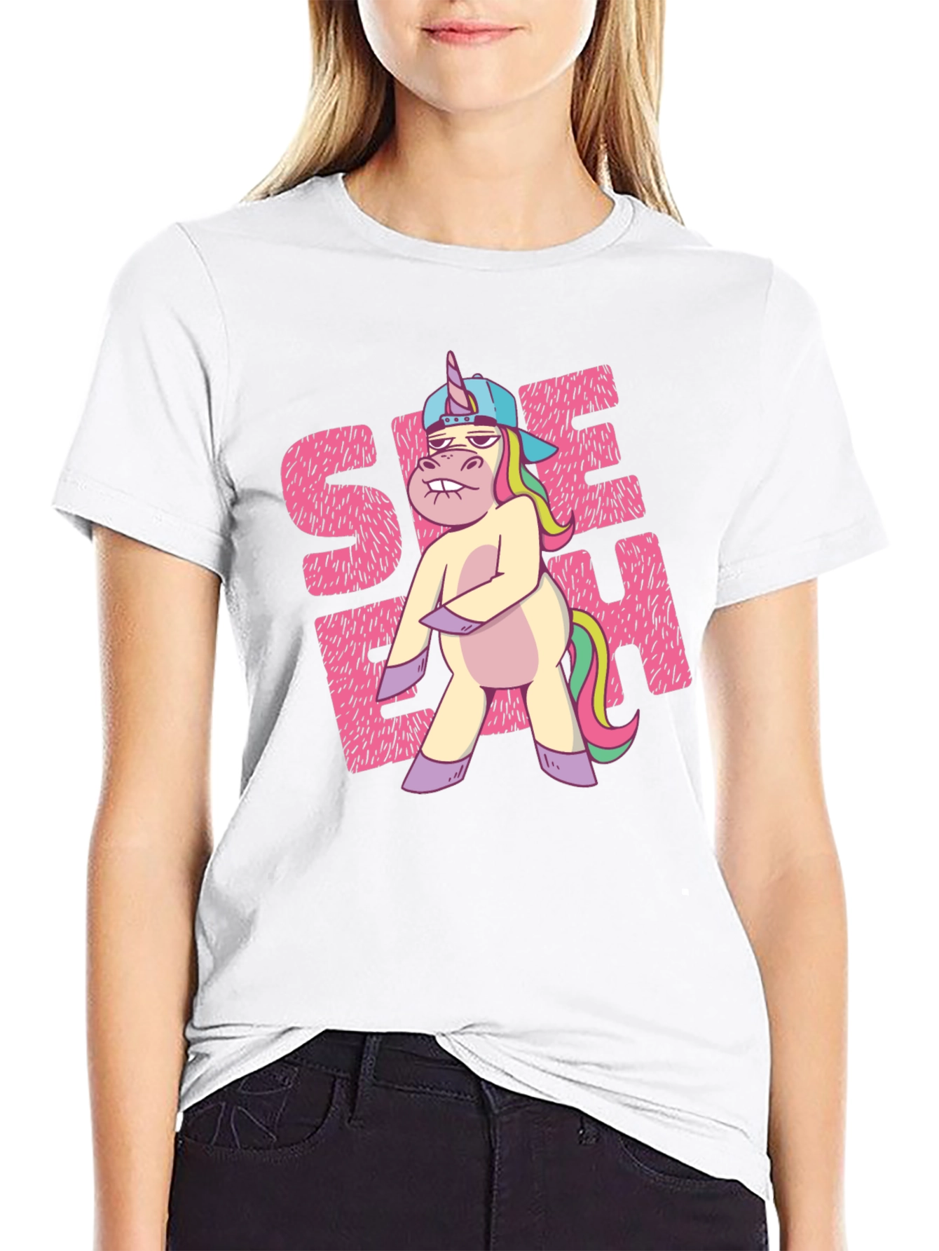 Black Funny Unicorn Graphic T-Shirt view 9