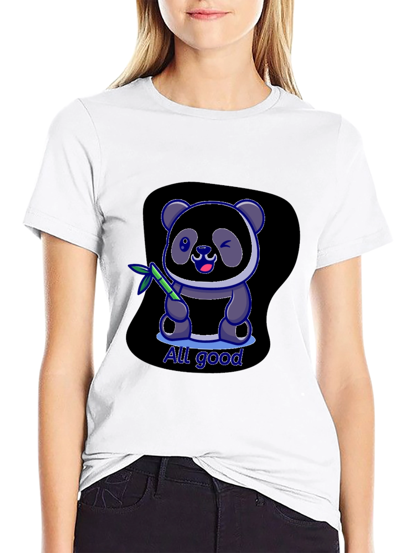 Black All Good Panda T-Shirt - Soft Cotton Blend view 9